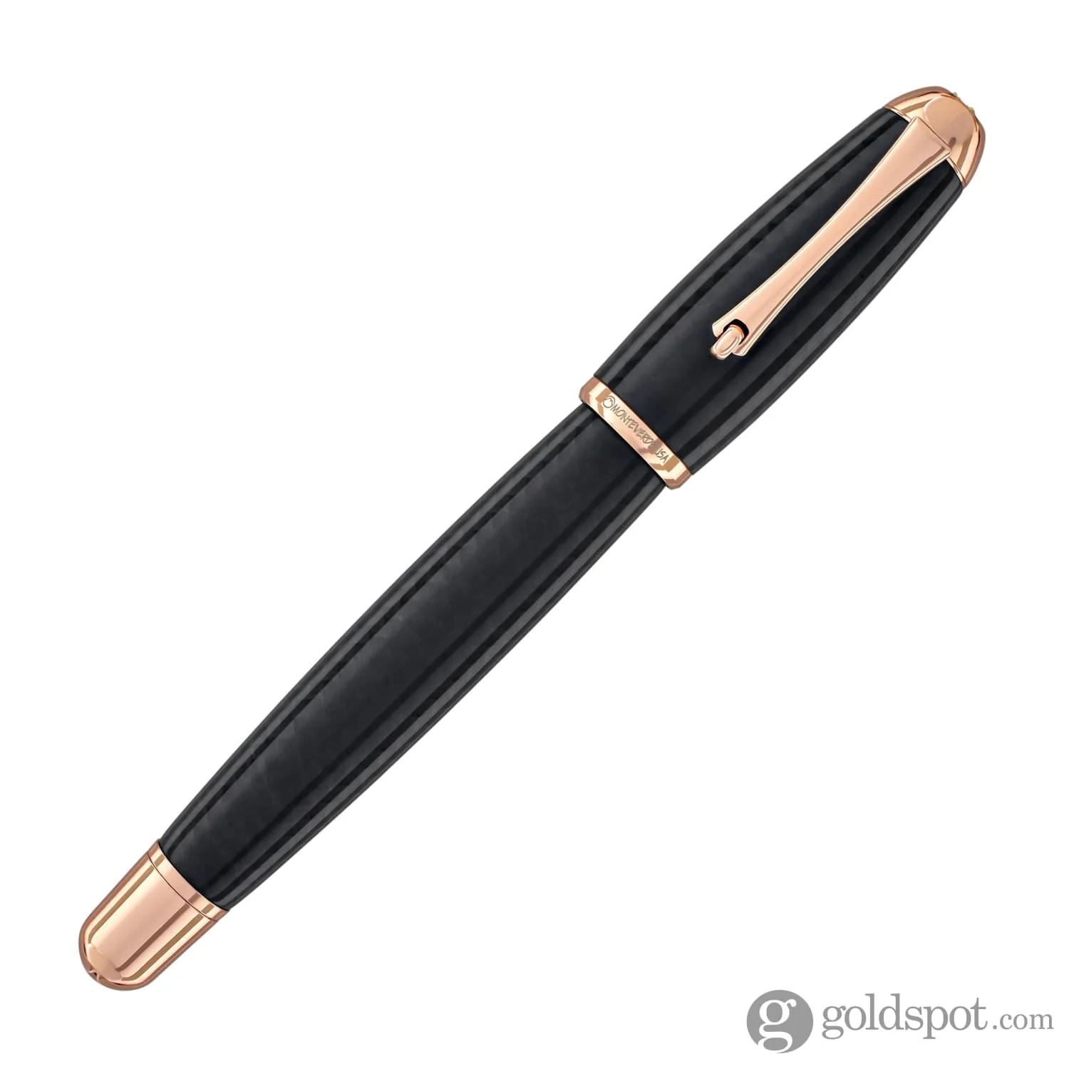 Monteverde Super Mega Fountain Pen in Carbon Fiber with Rosegold Trim - Image 4