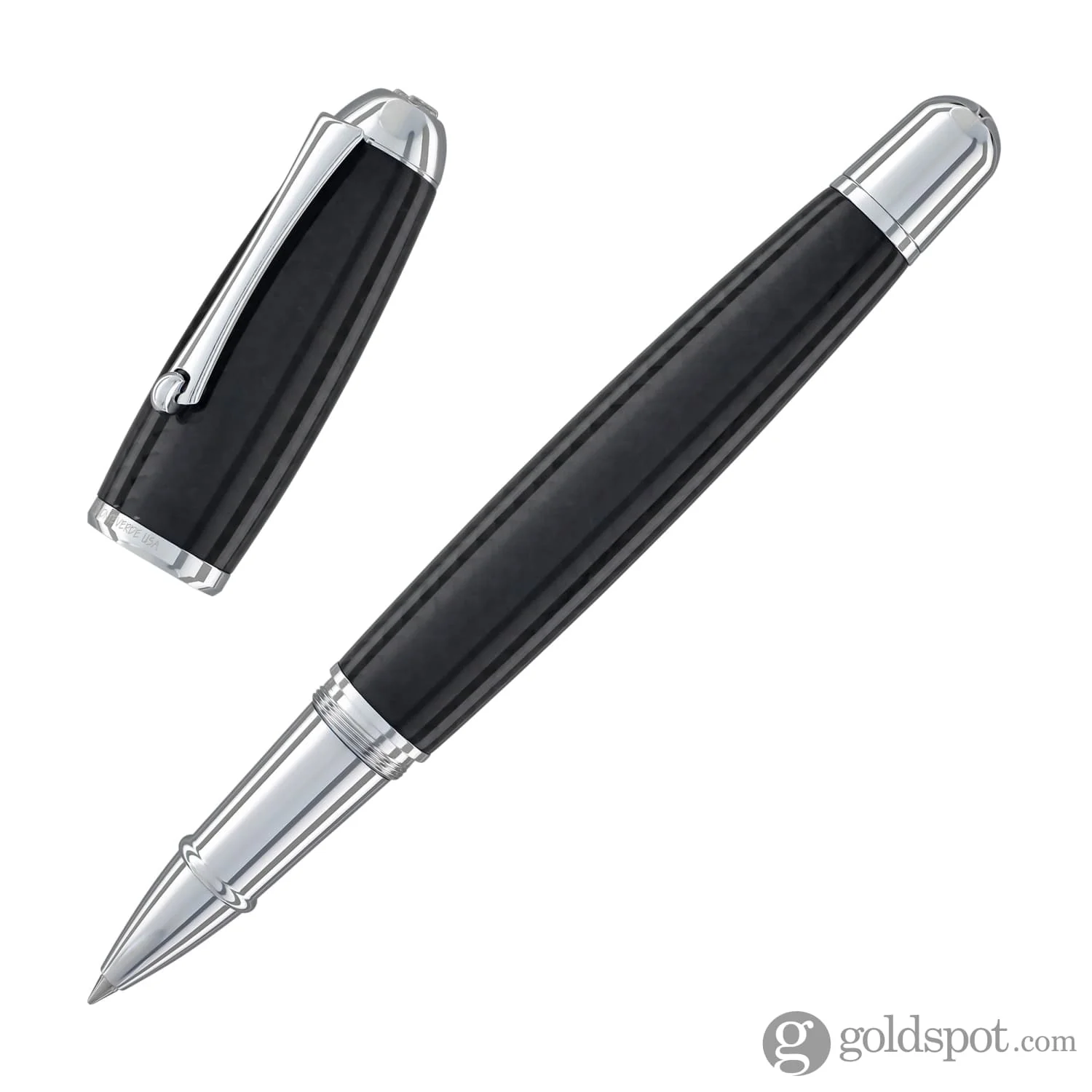 Monteverde Super Mega Rollerball Pen in Carbon Fiber with Chrome Trim - Image 2