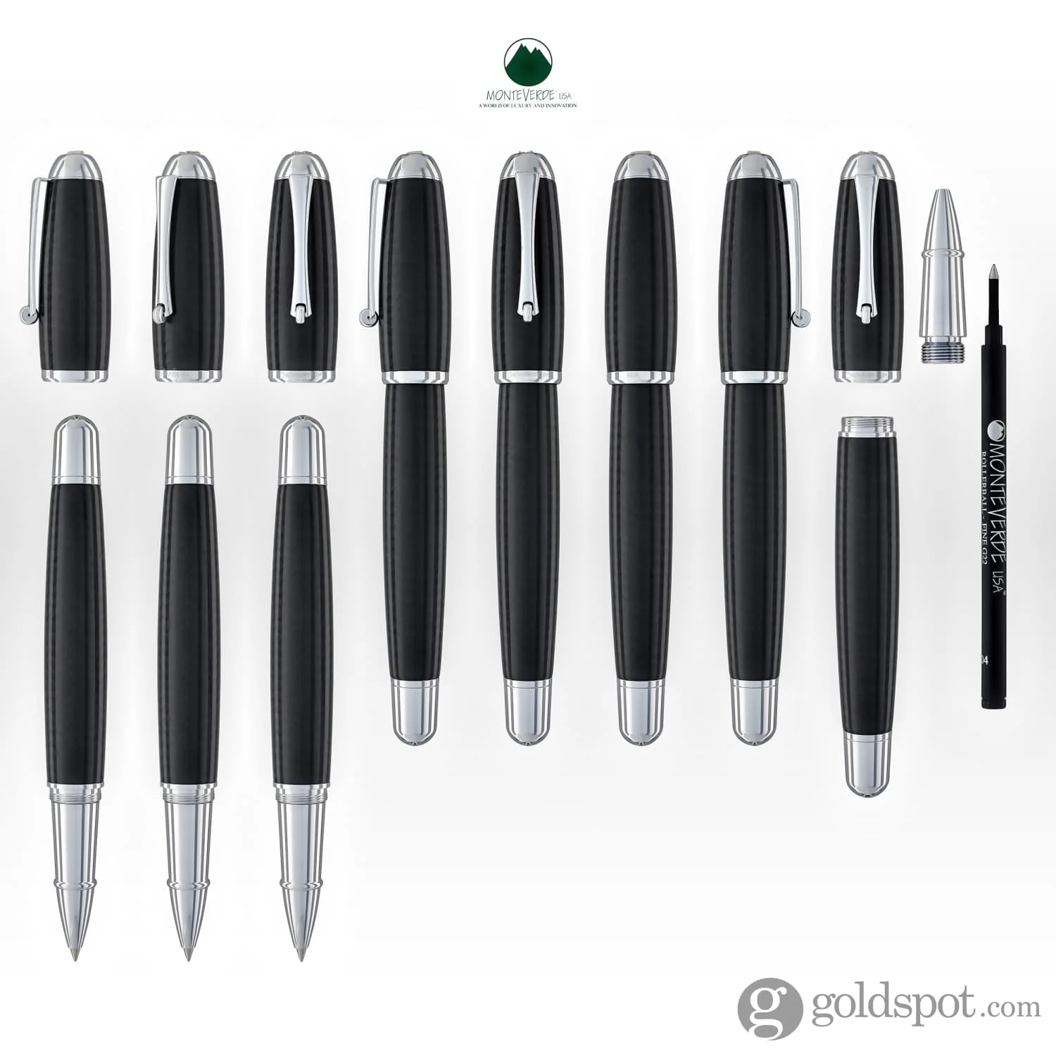 Monteverde Super Mega Rollerball Pen in Carbon Fiber with Chrome Trim - Image 8
