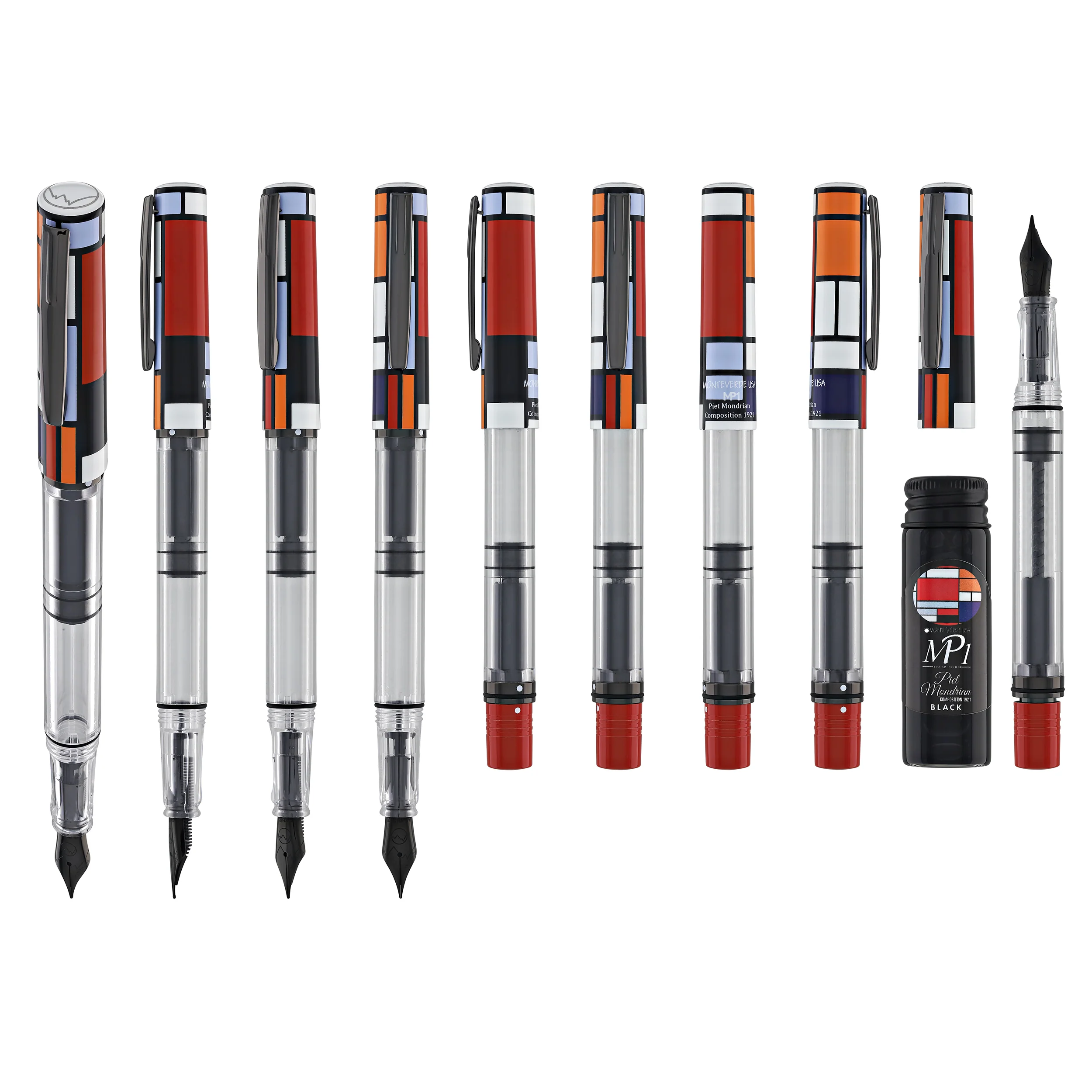 Monteverde USA MP1 Fountain Pen with 15ml Ink Set in Mondrian Composition 1921 - Image 9
