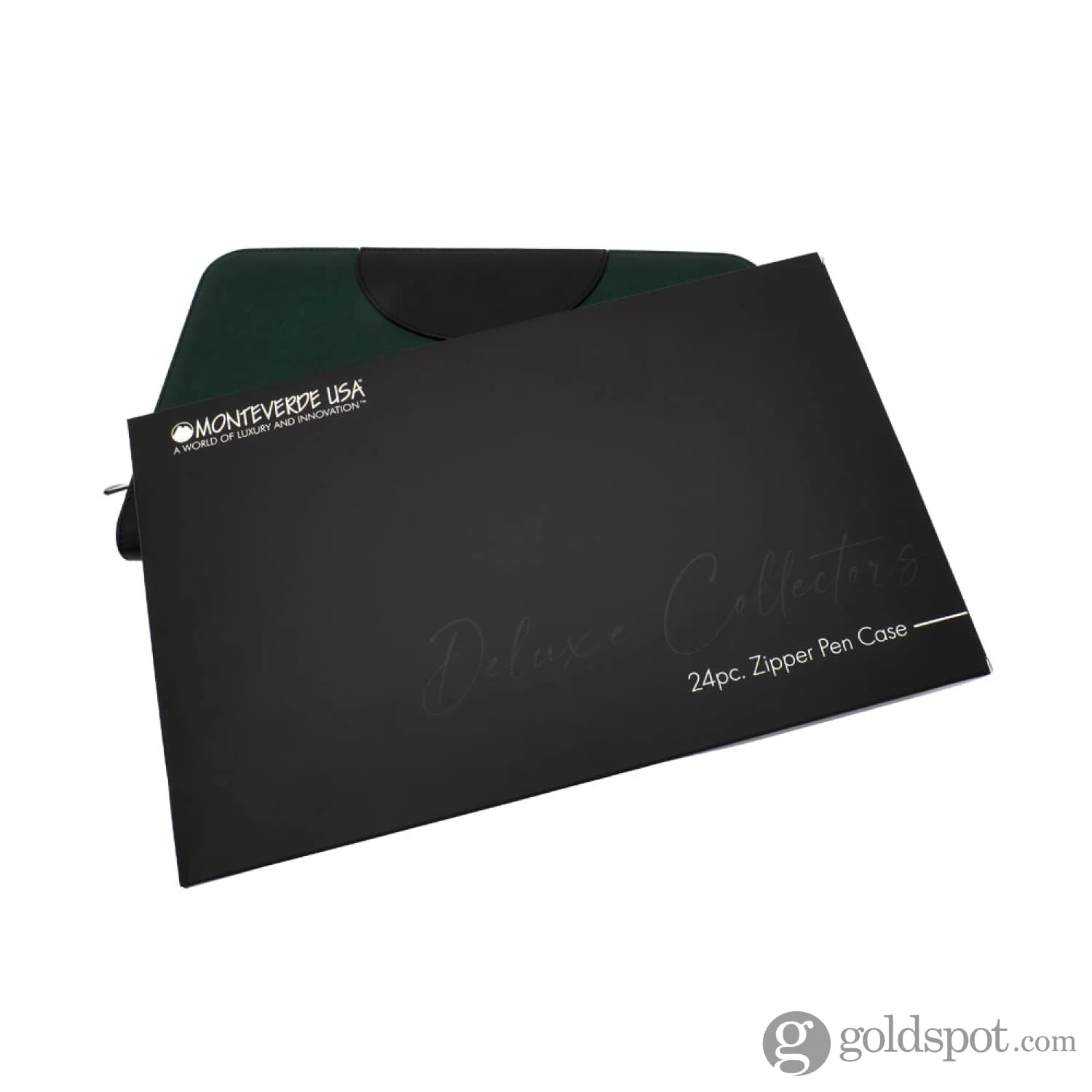 Monteverde Vegan Leather Zippered 24 Pen Case in Green/Black - Image 4