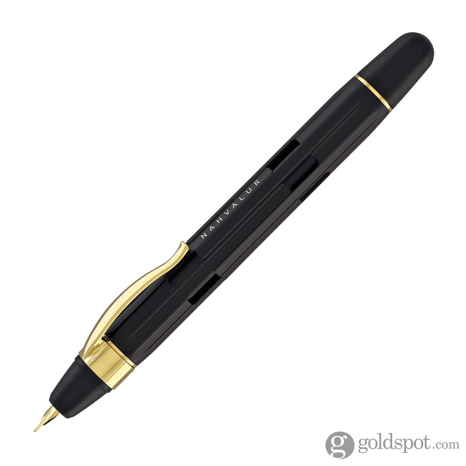 Nahvalur Eclipse Retractable Fountain Pen in Black with Gold Trim - Image 2