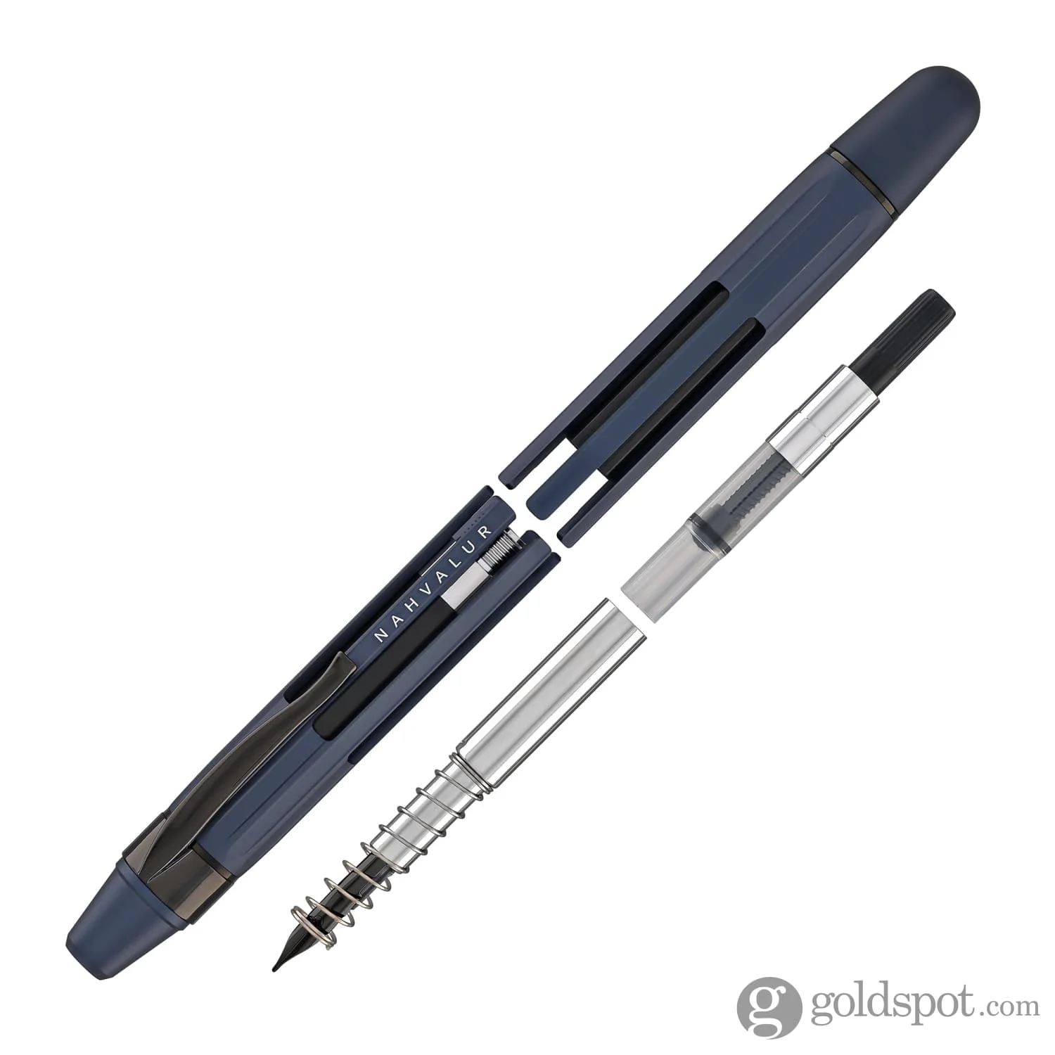 Nahvalur Eclipse Retractable Fountain Pen in Cobalt with Black Trim - Image 8