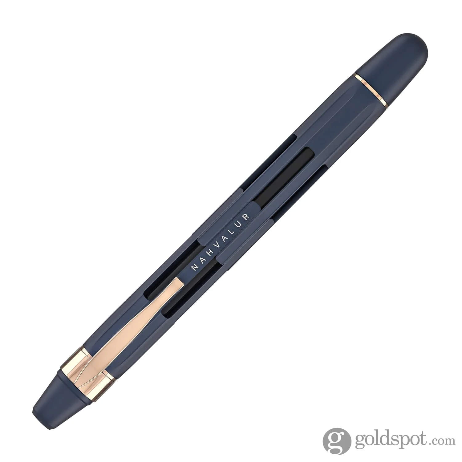 Nahvalur Eclipse Retractable Fountain Pen in Cobalt with Rose Gold Trim - Image 2