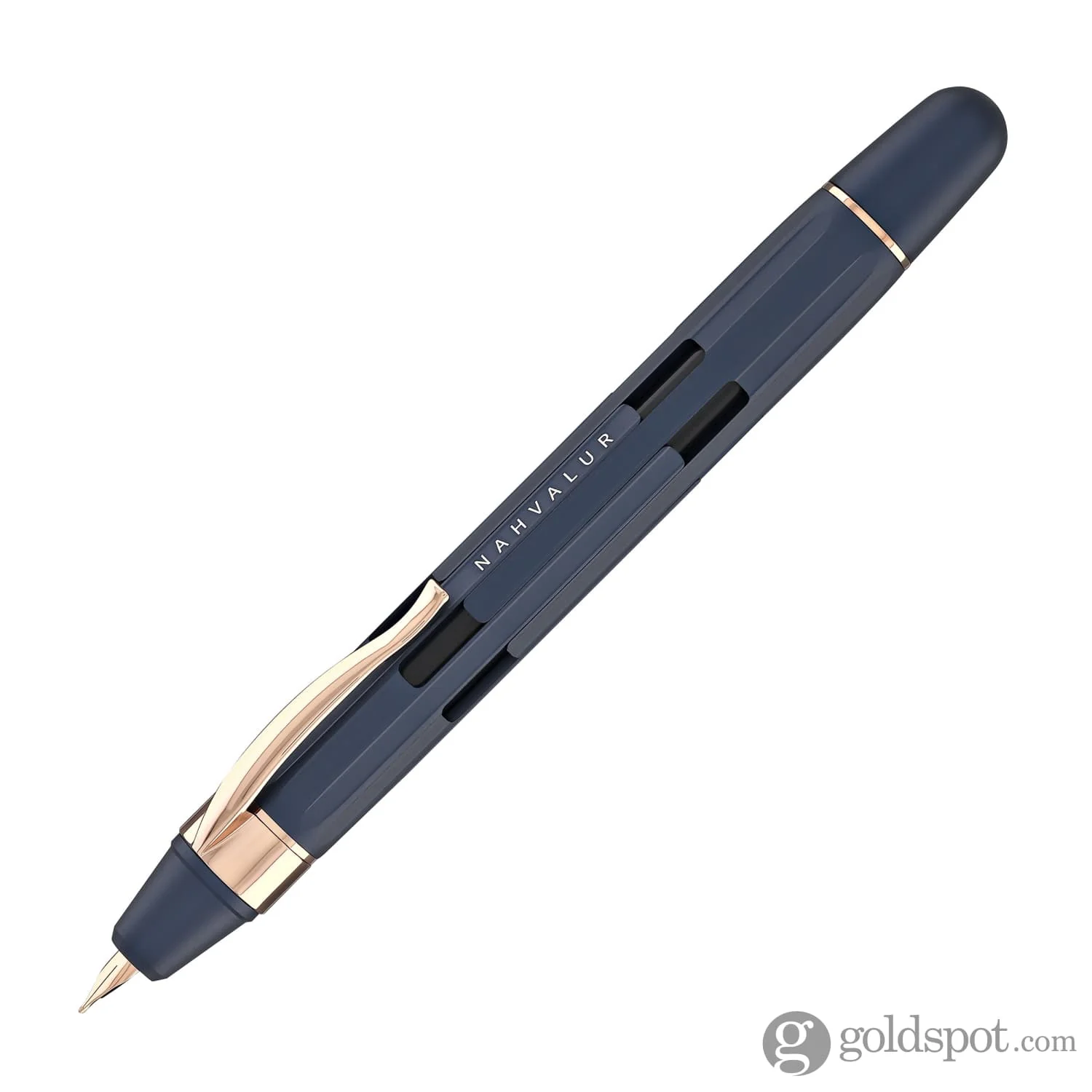 Nahvalur Eclipse Retractable Fountain Pen in Cobalt with Rose Gold Trim - Image 4