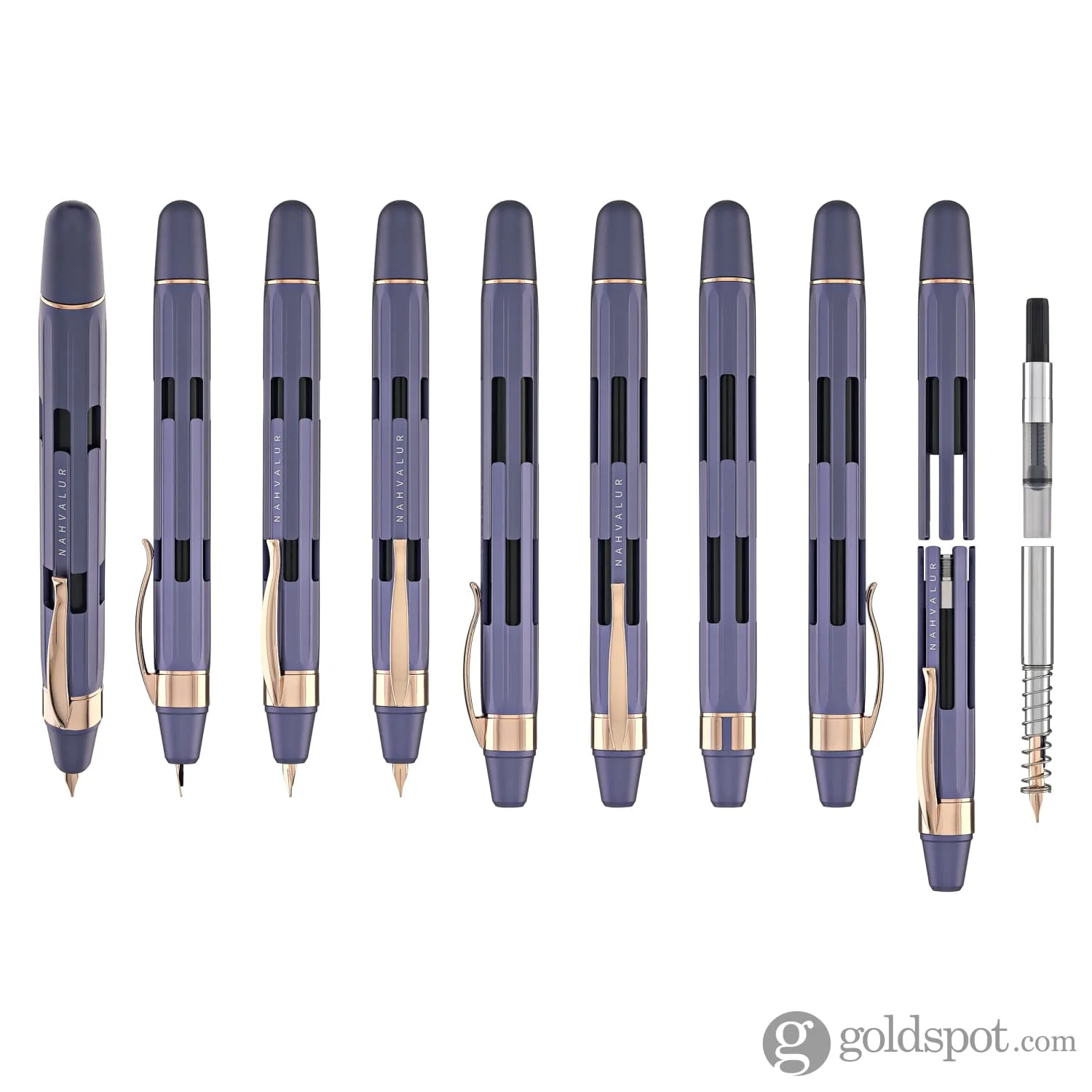 Nahvalur Eclipse Retractable Fountain Pen in Hepatizon with Rose Gold Trim - Image 9
