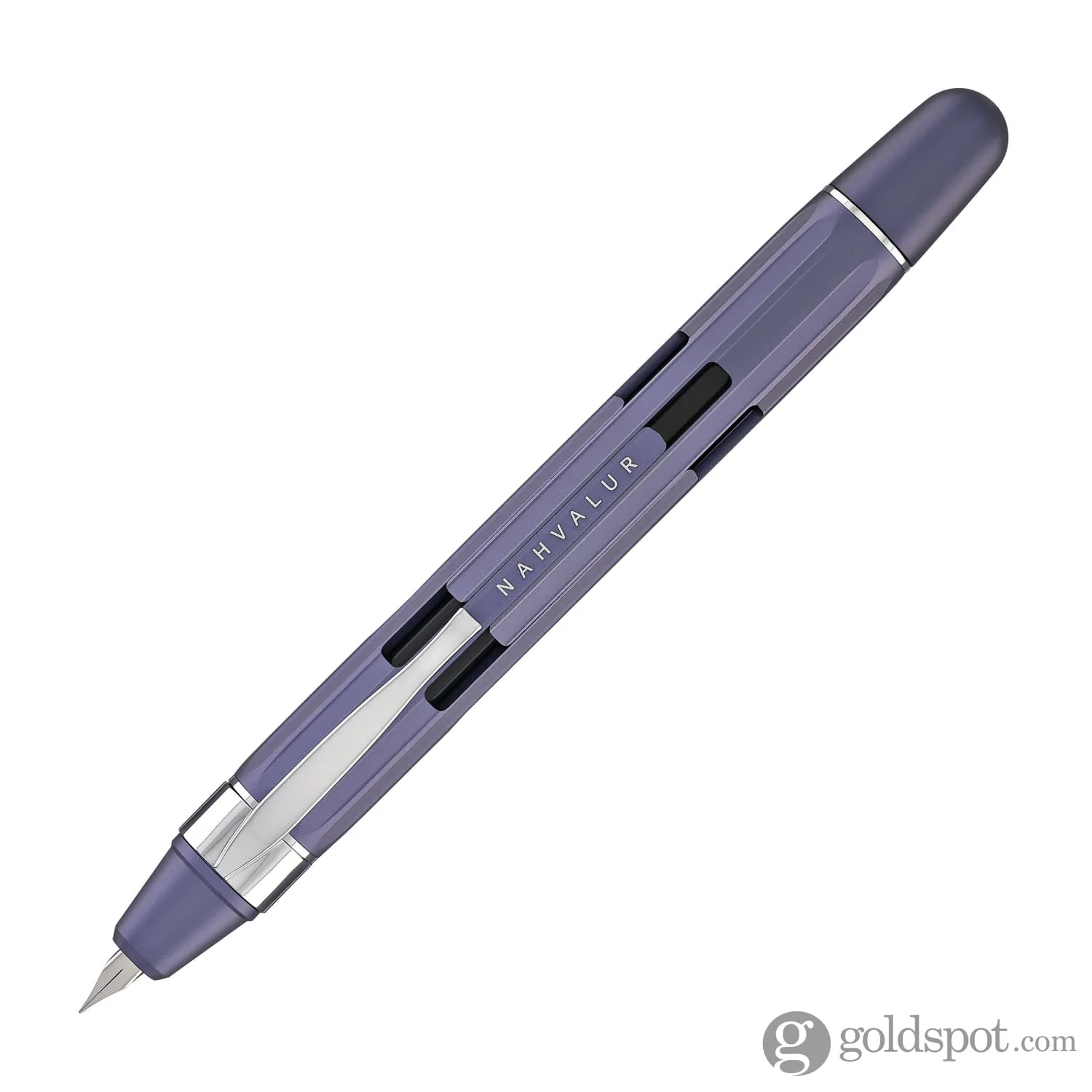 Nahvalur Eclipse Retractable Fountain Pen in Hepatizon with Silver Trim - Image 3