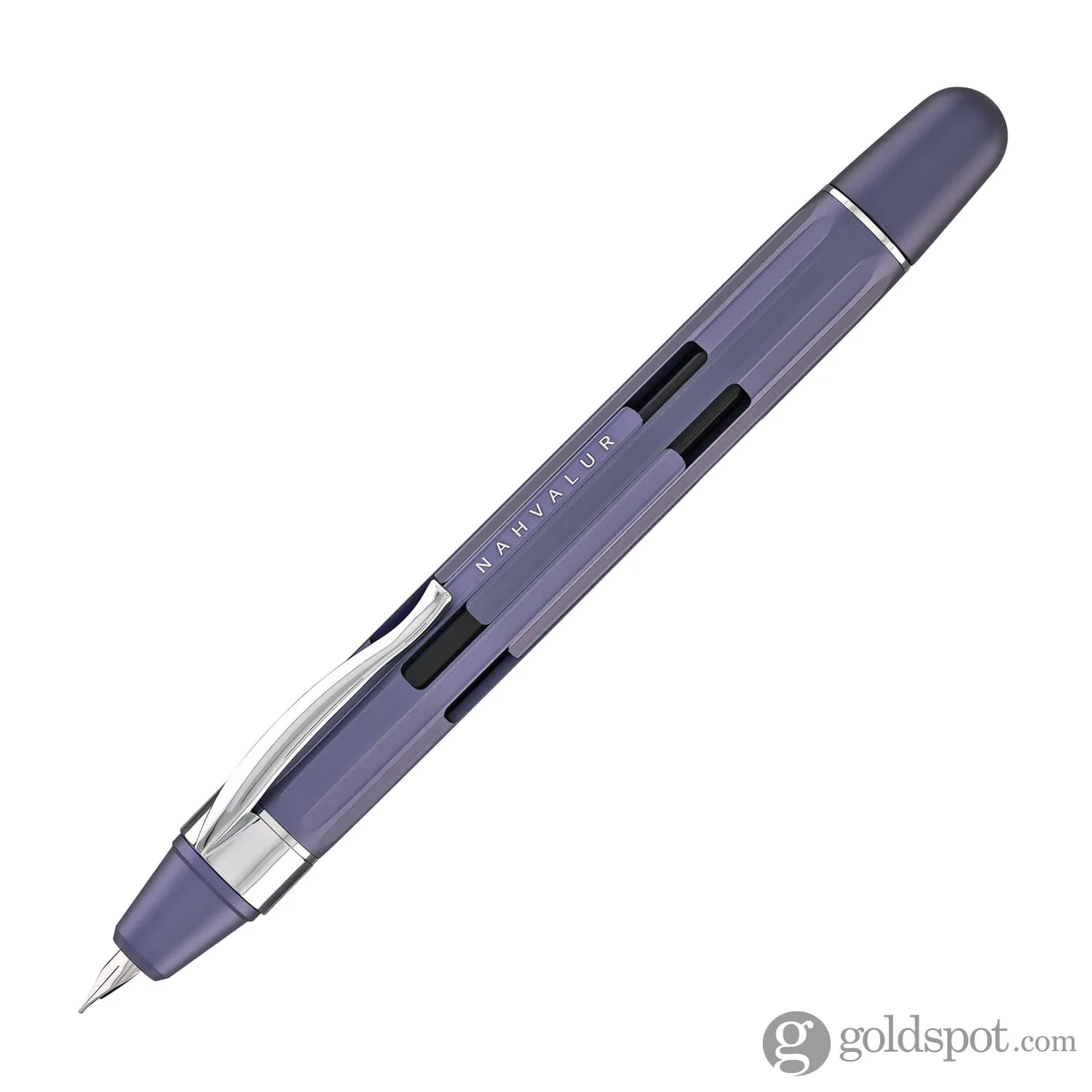 Nahvalur Eclipse Retractable Fountain Pen in Hepatizon with Silver Trim - Image 4
