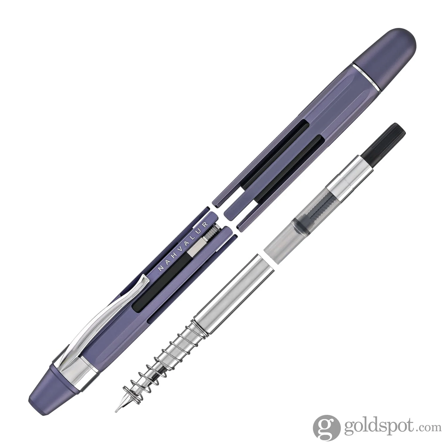 Nahvalur Eclipse Retractable Fountain Pen in Hepatizon with Silver Trim - Image 8