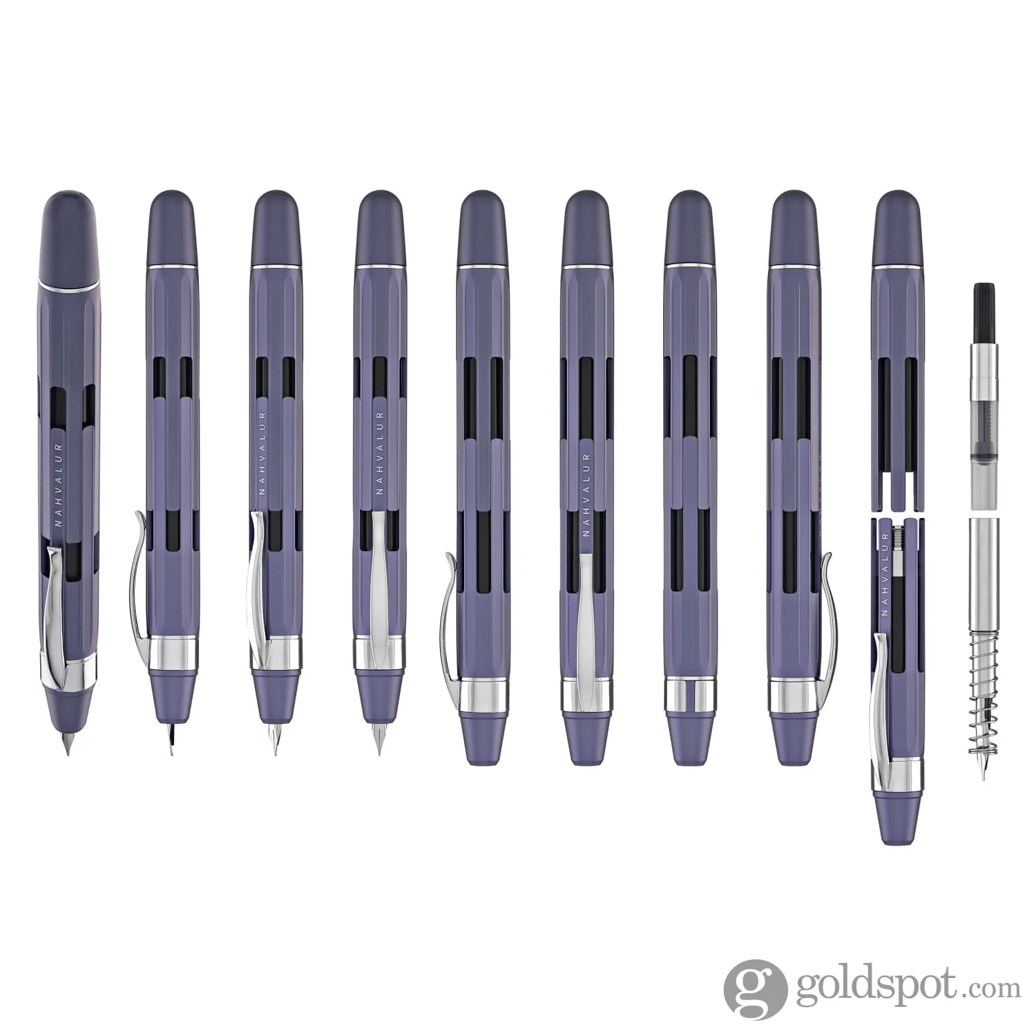 Nahvalur Eclipse Retractable Fountain Pen in Hepatizon with Silver Trim - Image 9