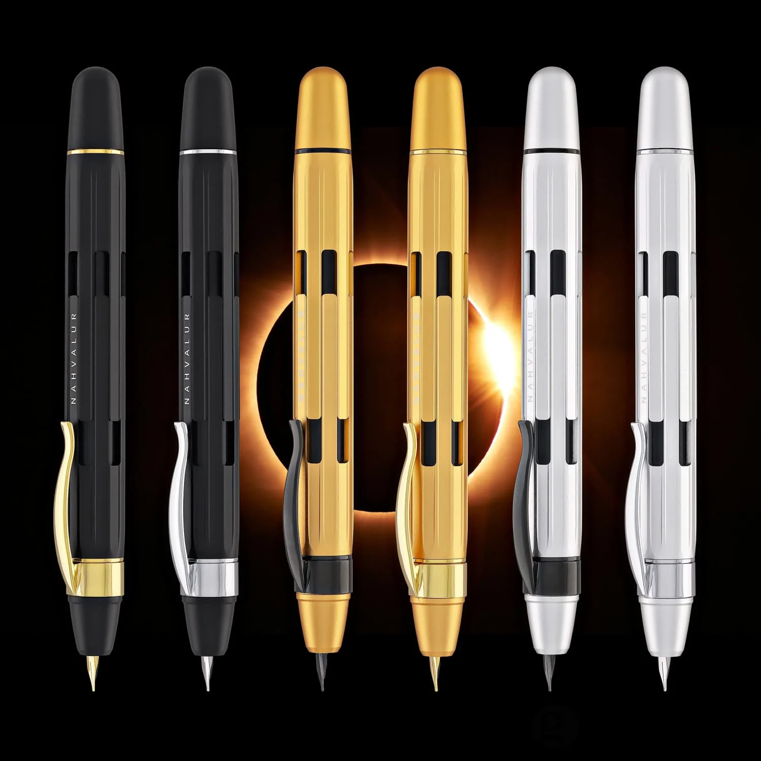 Nahvalur Eclipse Retractable Fountain Pen in Pure Gold - Image 10
