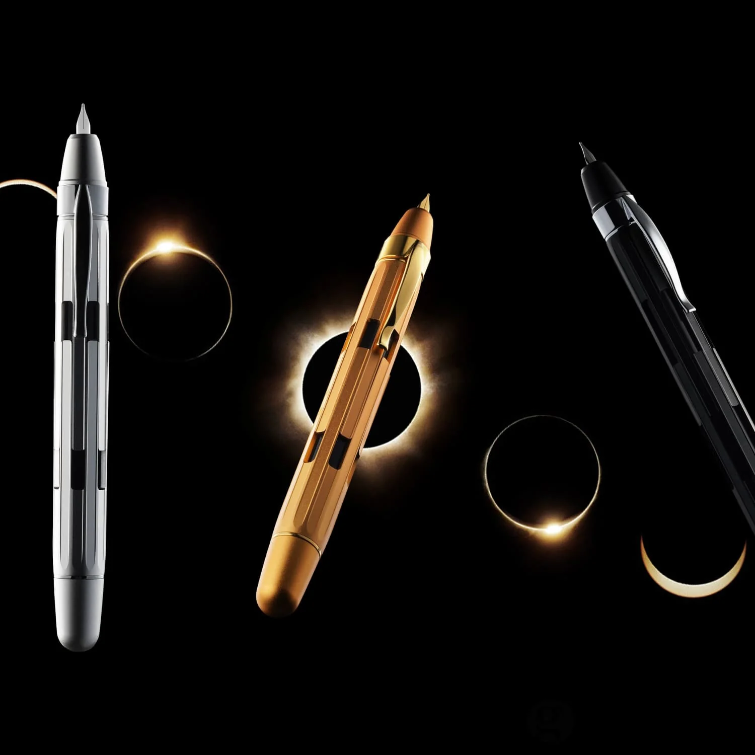 Nahvalur Eclipse Retractable Fountain Pen in Pure Gold - Image 11
