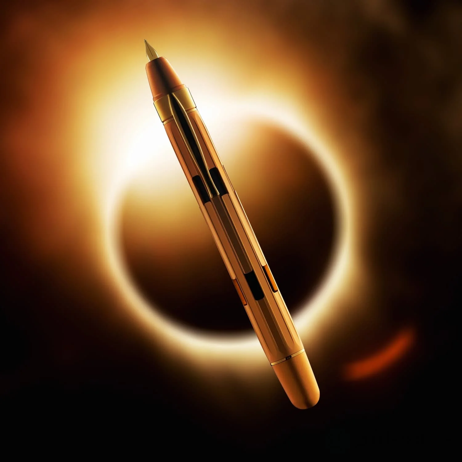 Nahvalur Eclipse Retractable Fountain Pen in Pure Gold - Image 12