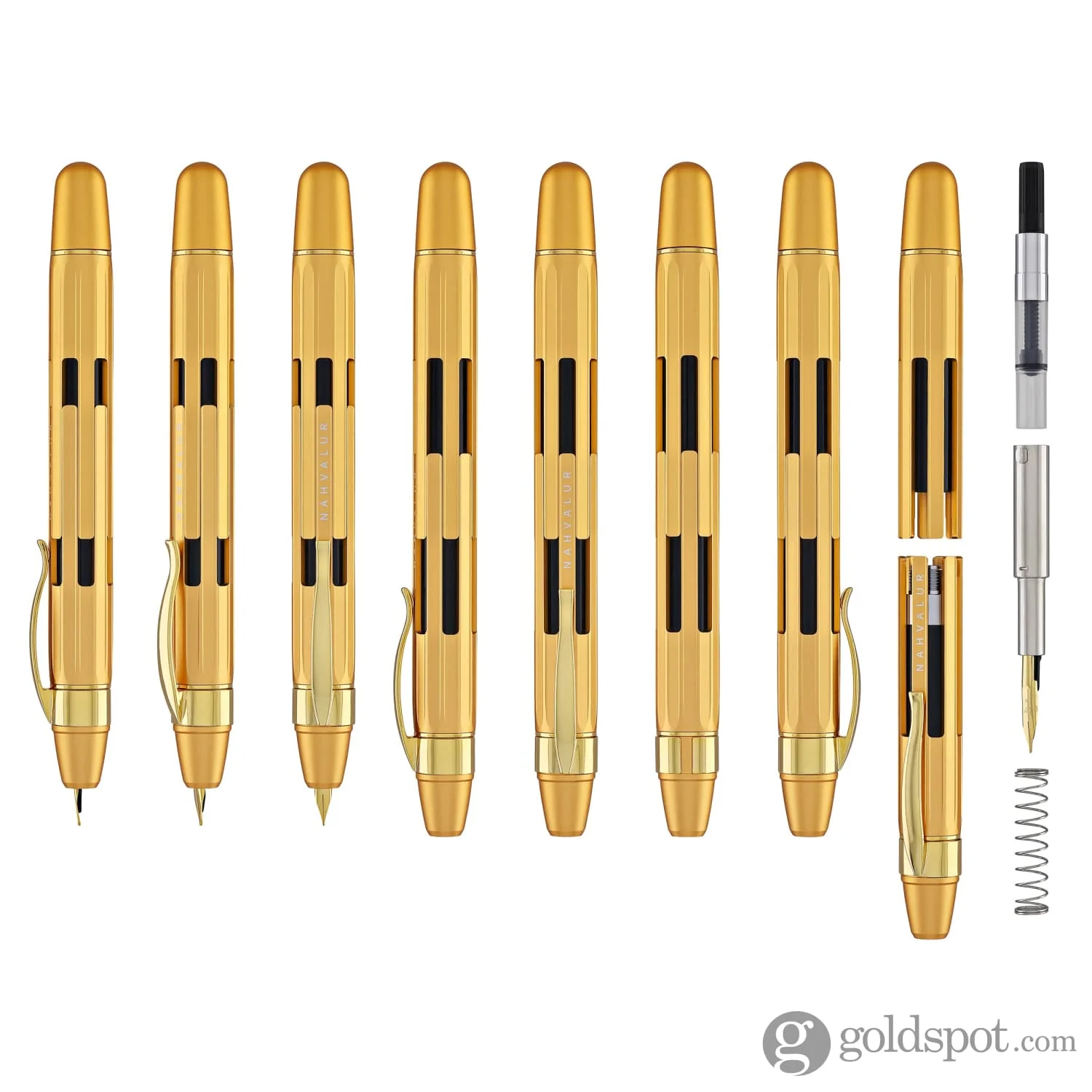 Nahvalur Eclipse Retractable Fountain Pen in Pure Gold - Image 8