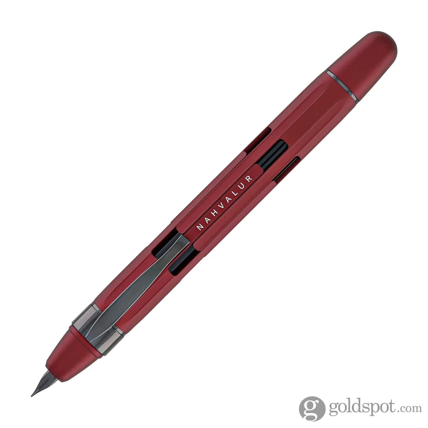 Nahvalur Eclipse Retractable Fountain Pen in Ruby with Black Trim - Image 3