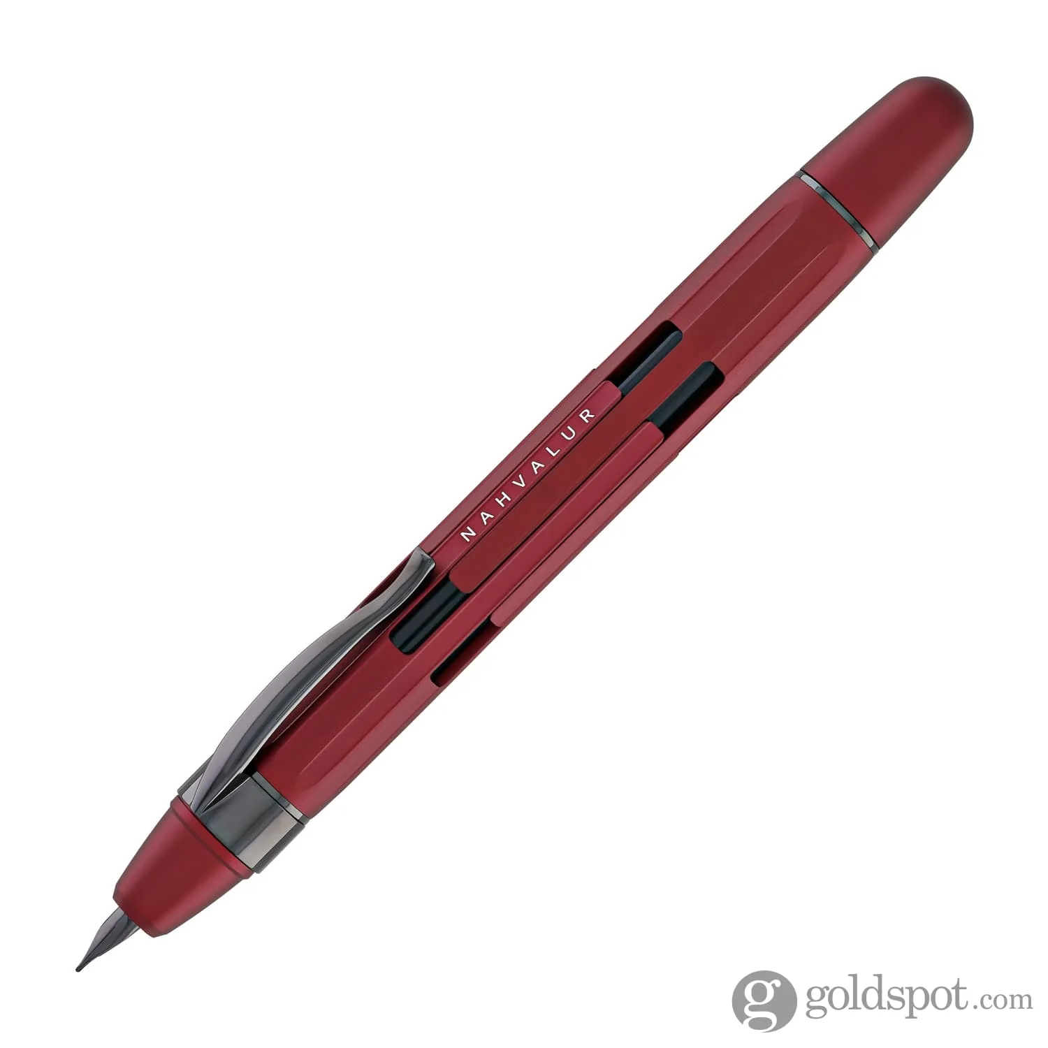 Nahvalur Eclipse Retractable Fountain Pen in Ruby with Black Trim - Image 4