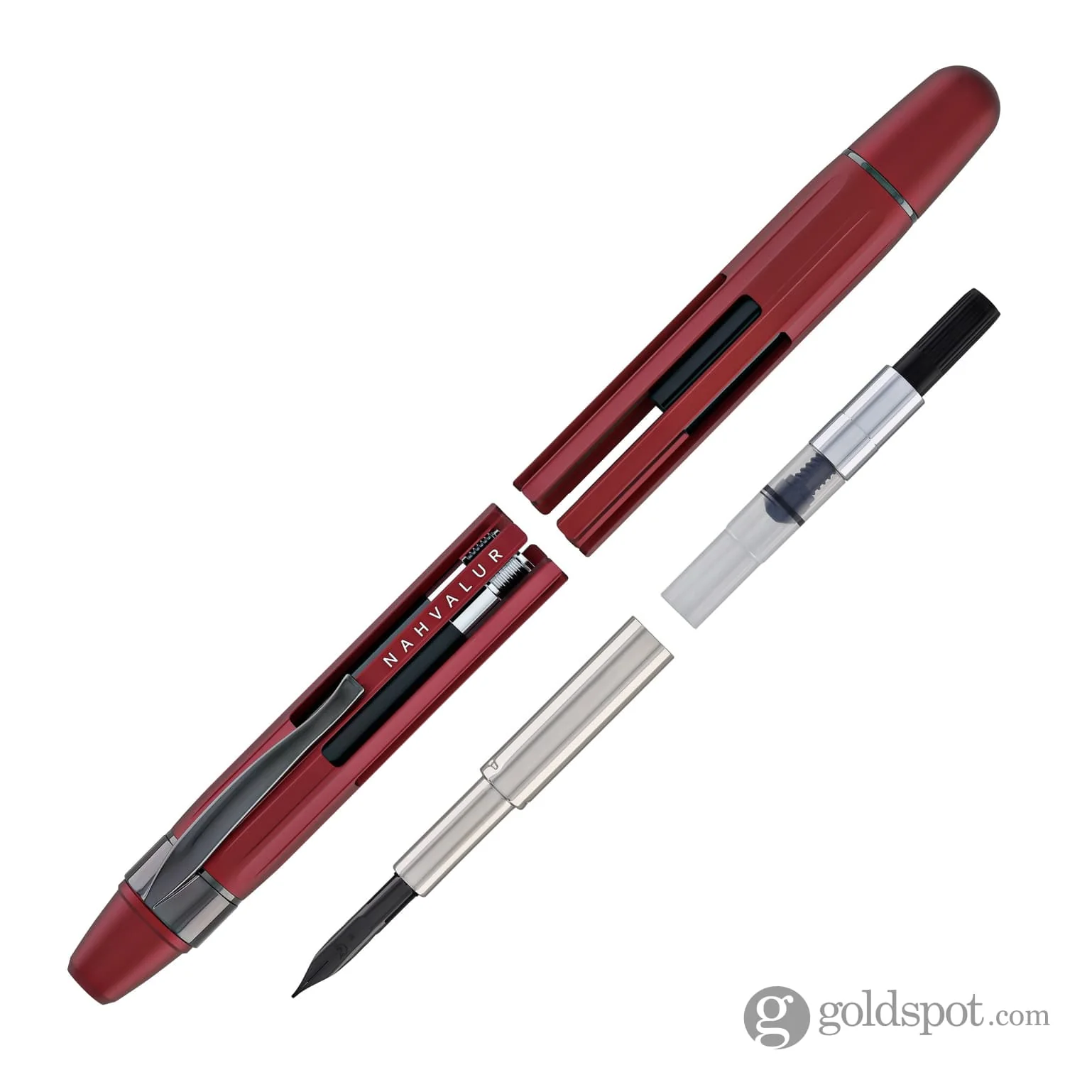 Nahvalur Eclipse Retractable Fountain Pen in Ruby with Black Trim - Image 8
