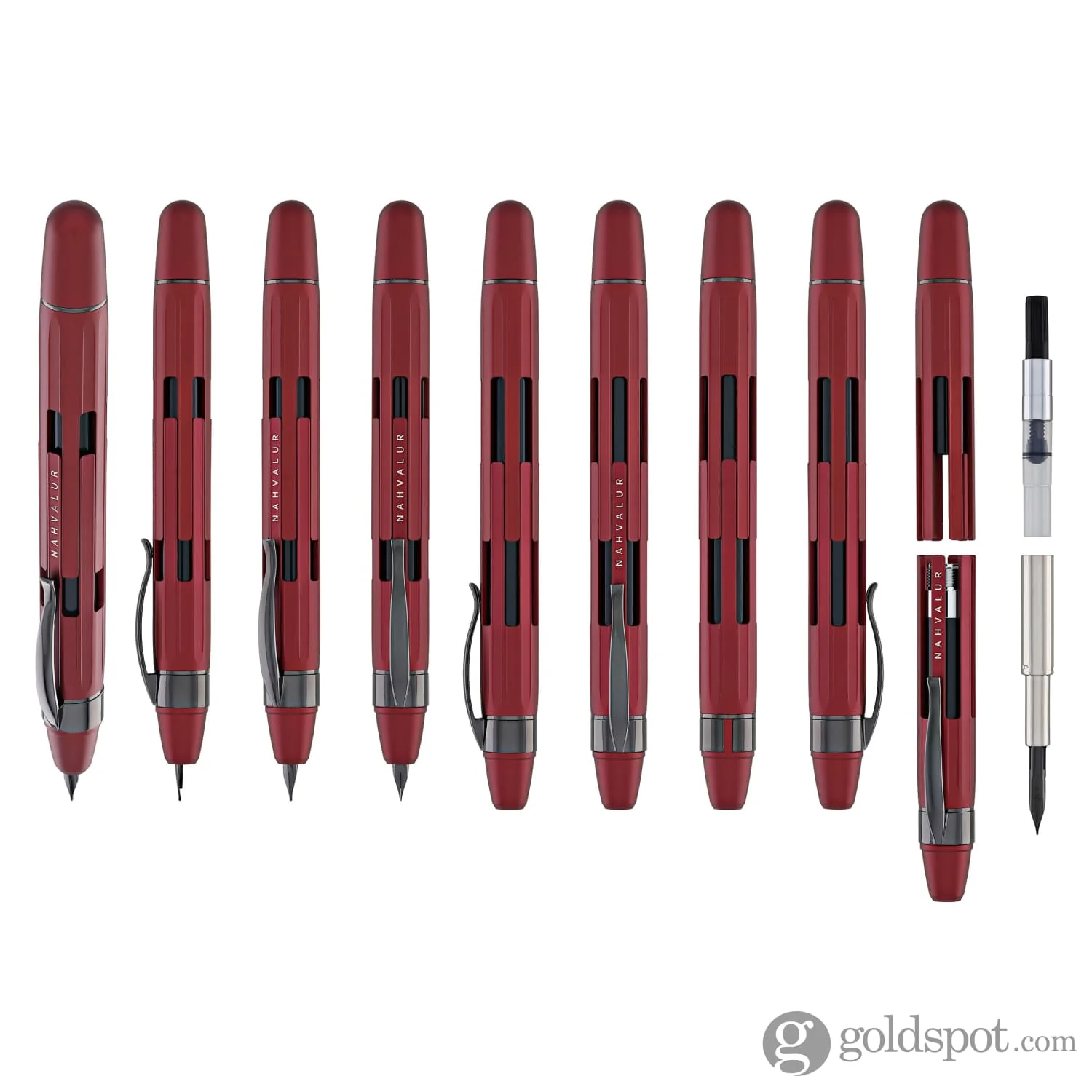Nahvalur Eclipse Retractable Fountain Pen in Ruby with Black Trim - Image 9