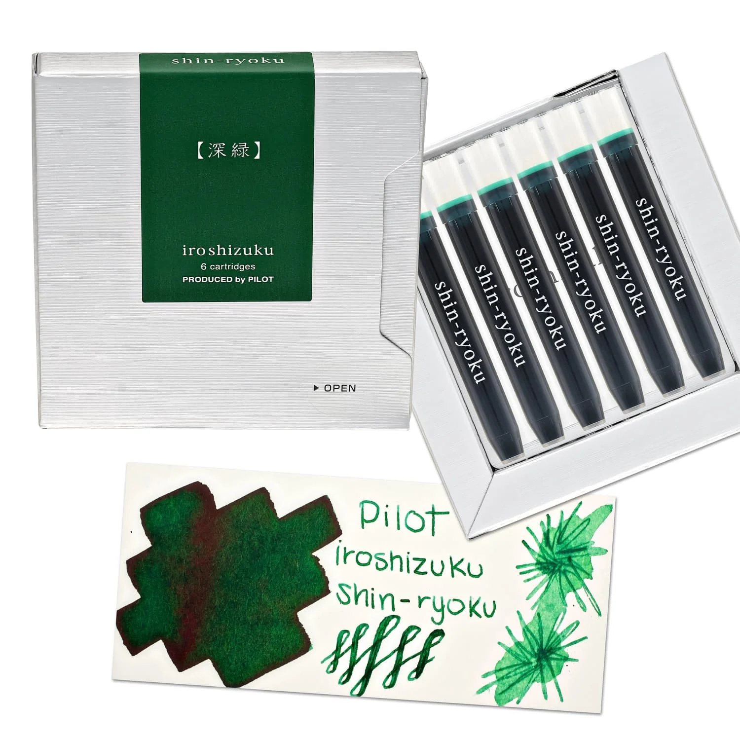 Pilot Iroshizuku Ink Cartridges in Shin-ryoku (Forest Green) - Pack of 6