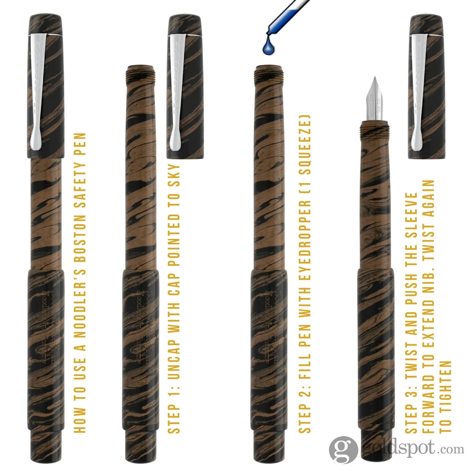 Noodler's Boston Safety Fountain Pen in Chestnut - Semi Flex Nib - Image 5