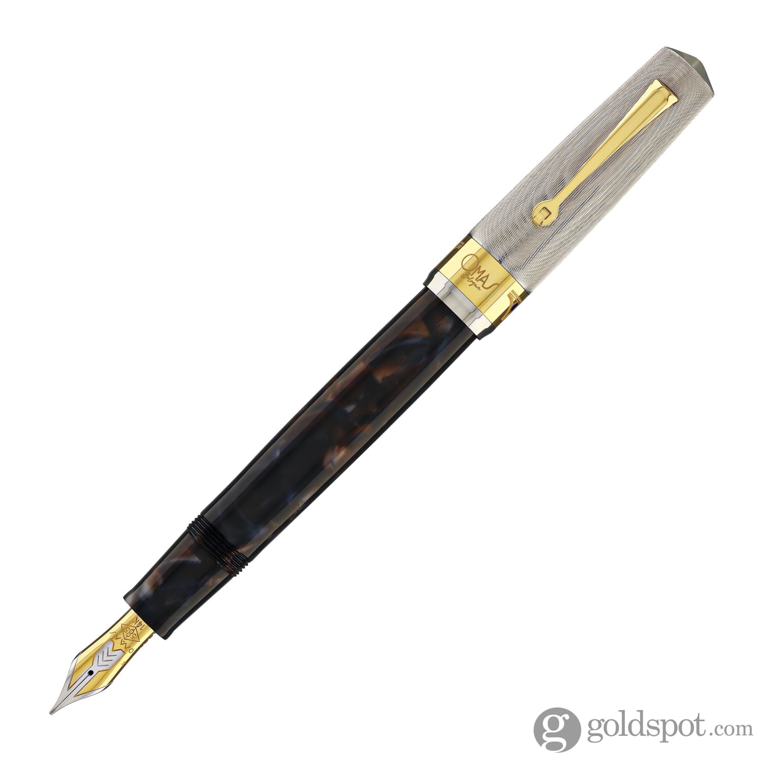 Omas Bologna Fountain Pen in Galassia Argento with Gold Trim 14K - Image 3