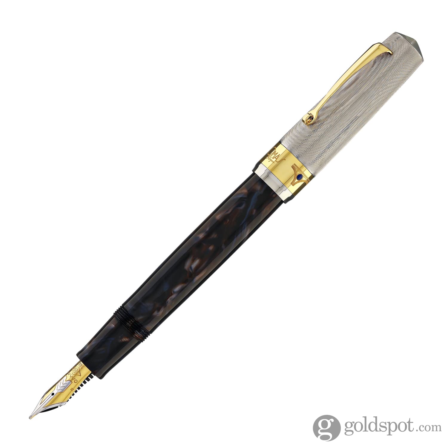 Omas Bologna Fountain Pen in Galassia Argento with Gold Trim 14K - Image 4