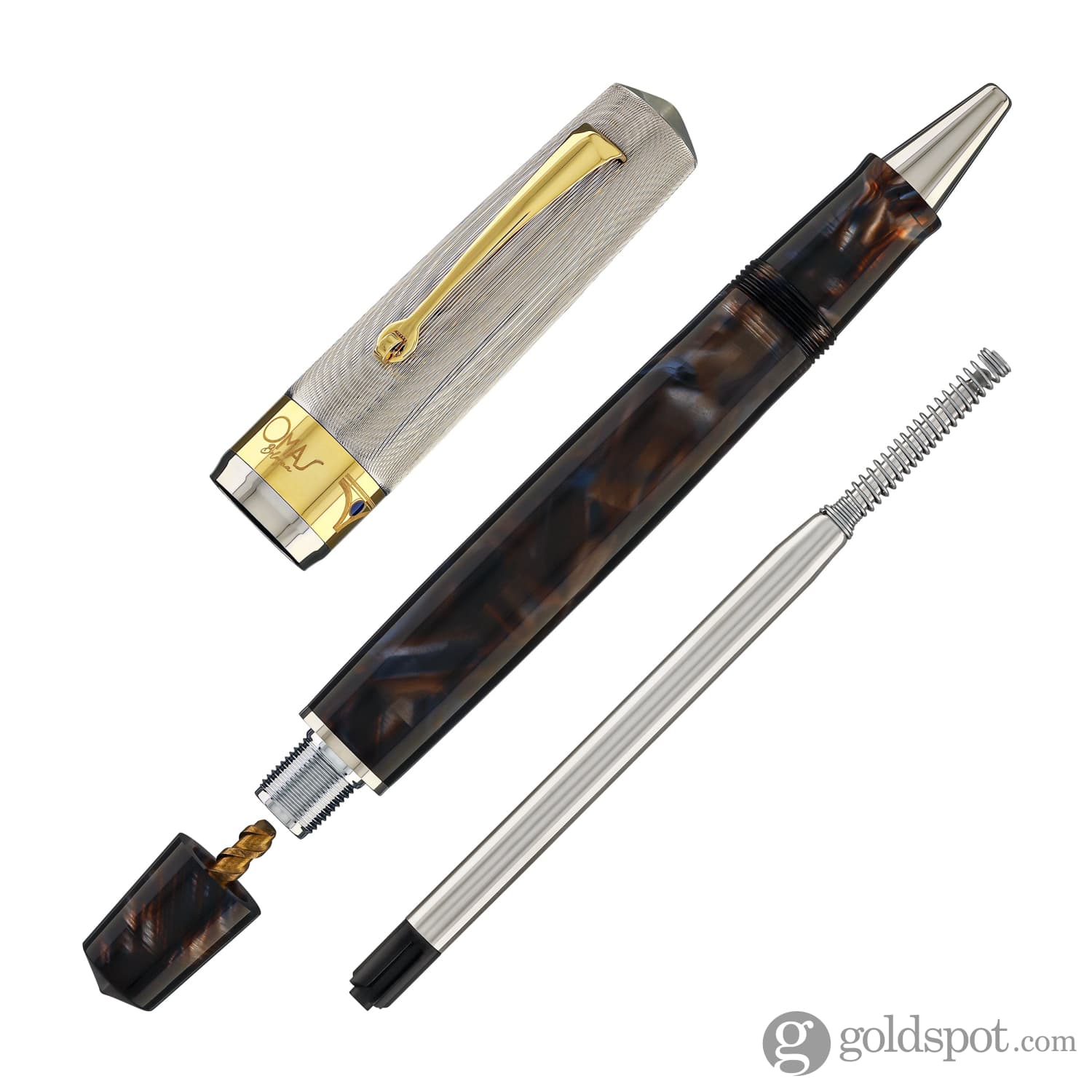Omas Bologna Rollerball Pen in Galassia Argento with Gold Trim - Image 8