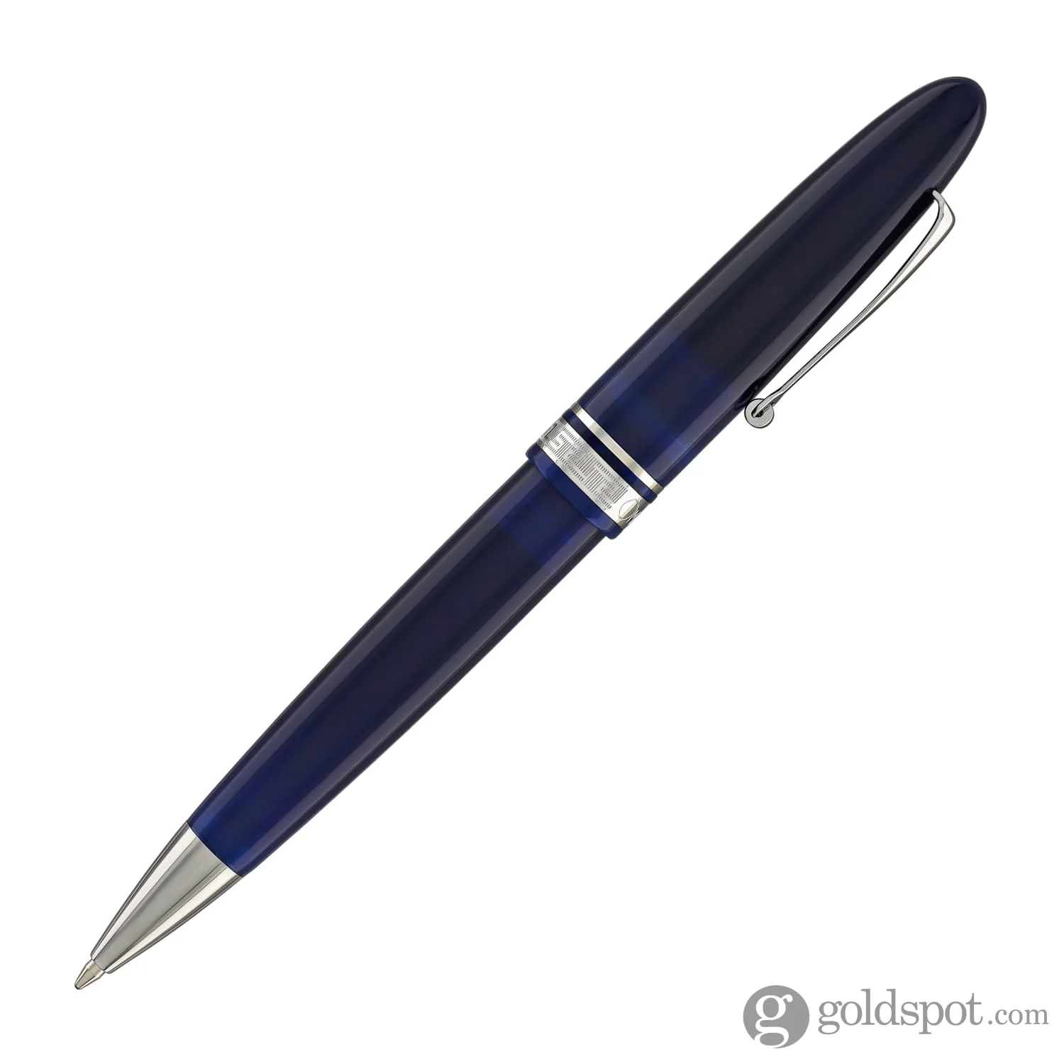 Omas Ogiva Ballpoint Pen in Blu with Silver Trim - Image 4