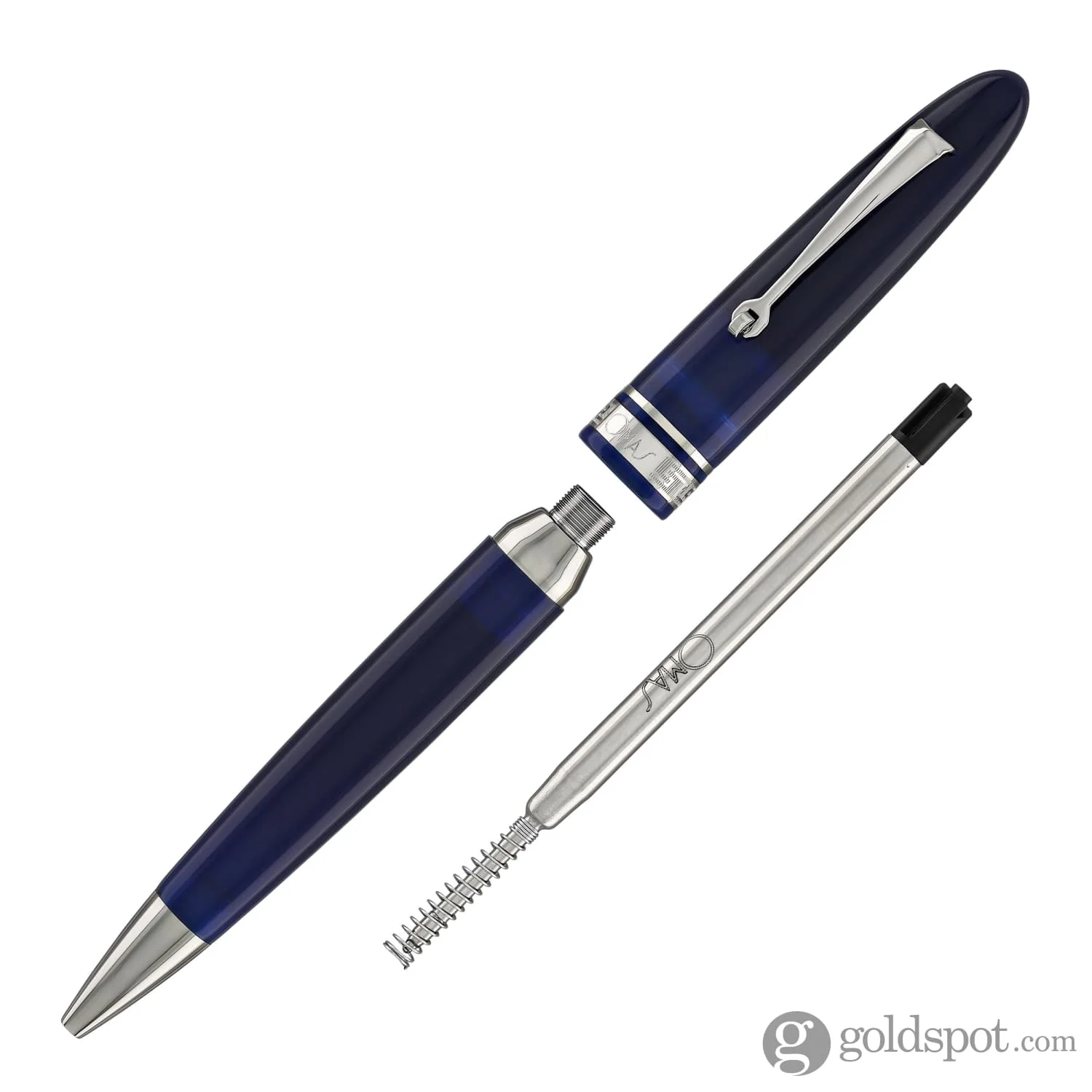 Omas Ogiva Ballpoint Pen in Blu with Silver Trim - Image 5