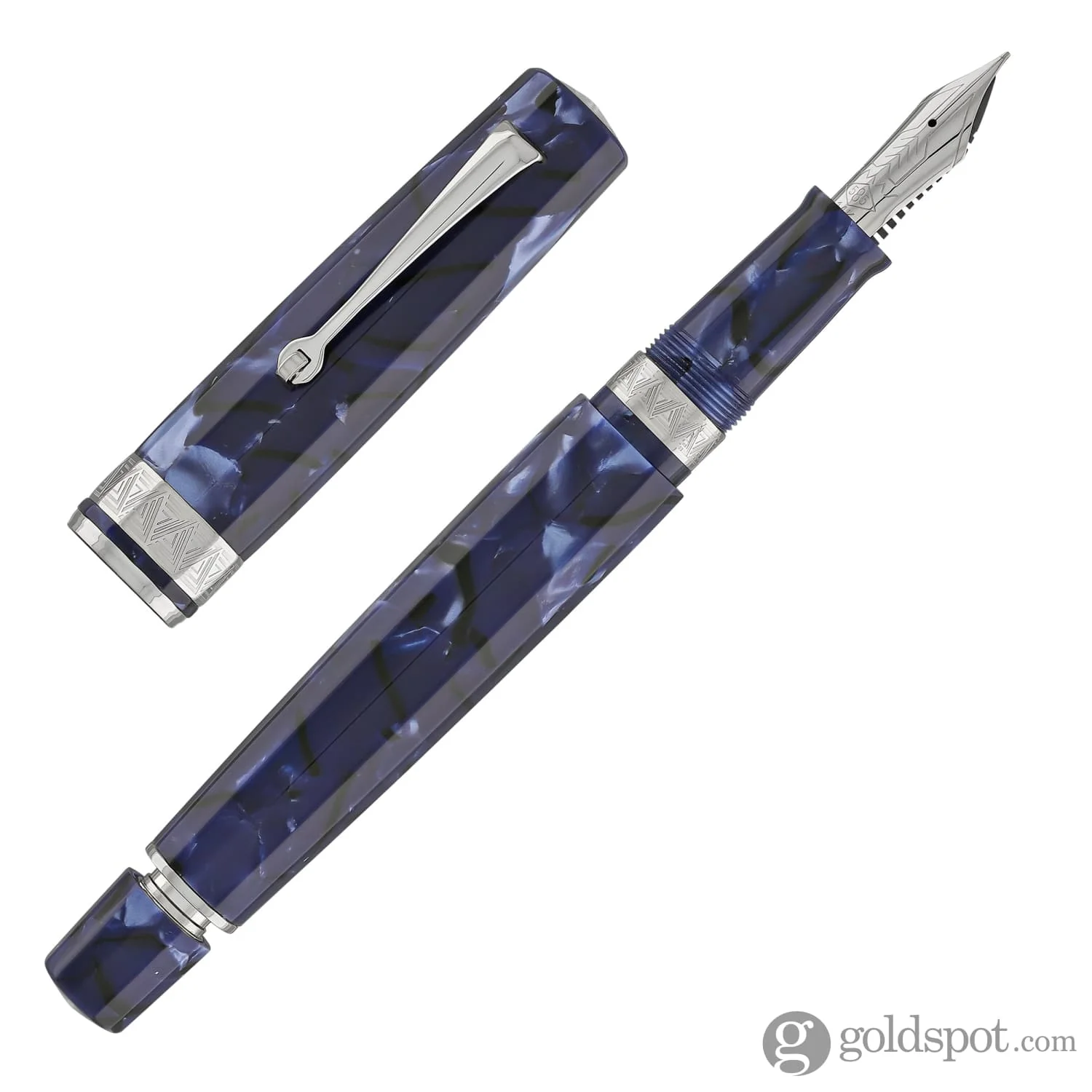 Omas Paragon Fountain Pen in Blue Royale with Silver Trim - Image 7