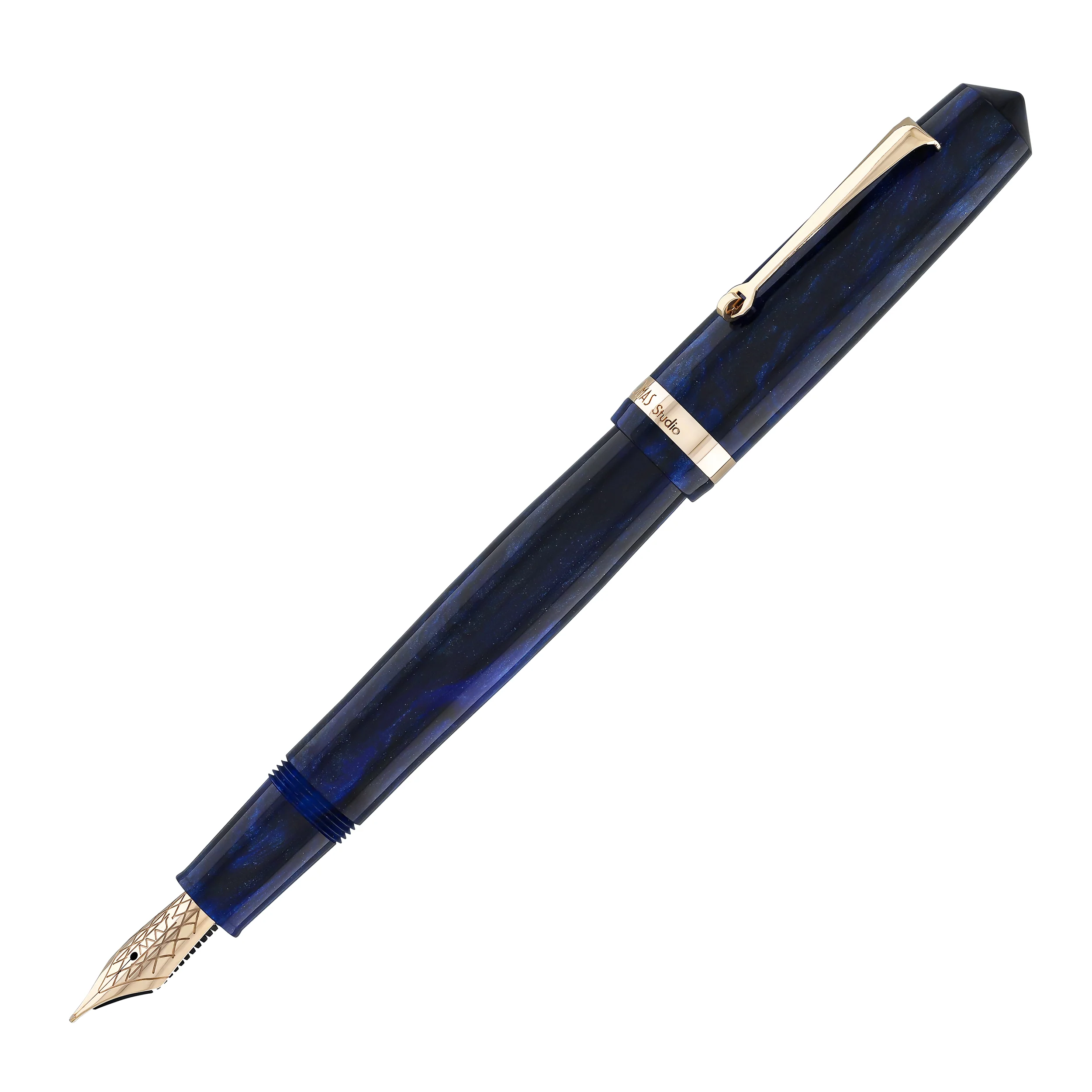 OMAS Studio Fountain Pen in Azzurro Diamante with Rose Gold Trim - Image 4