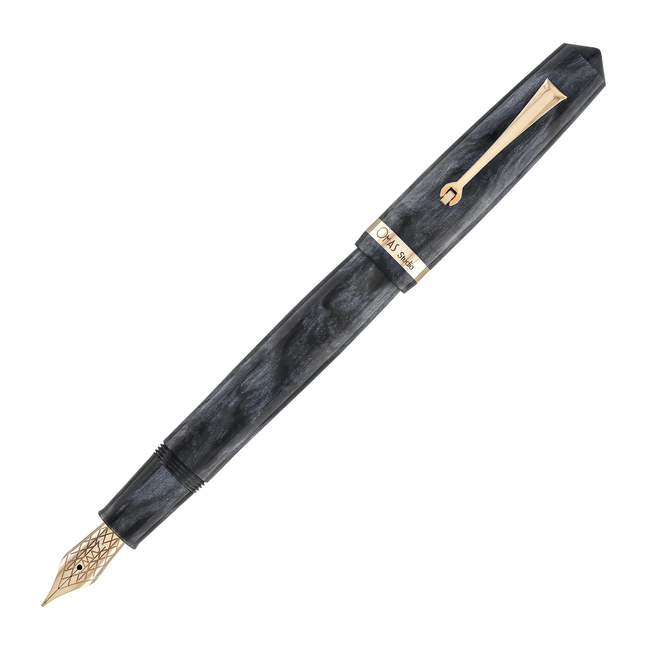 OMAS Studio Fountain Pen in Grigio Luminoso with Rose Gold Trim - Image 3