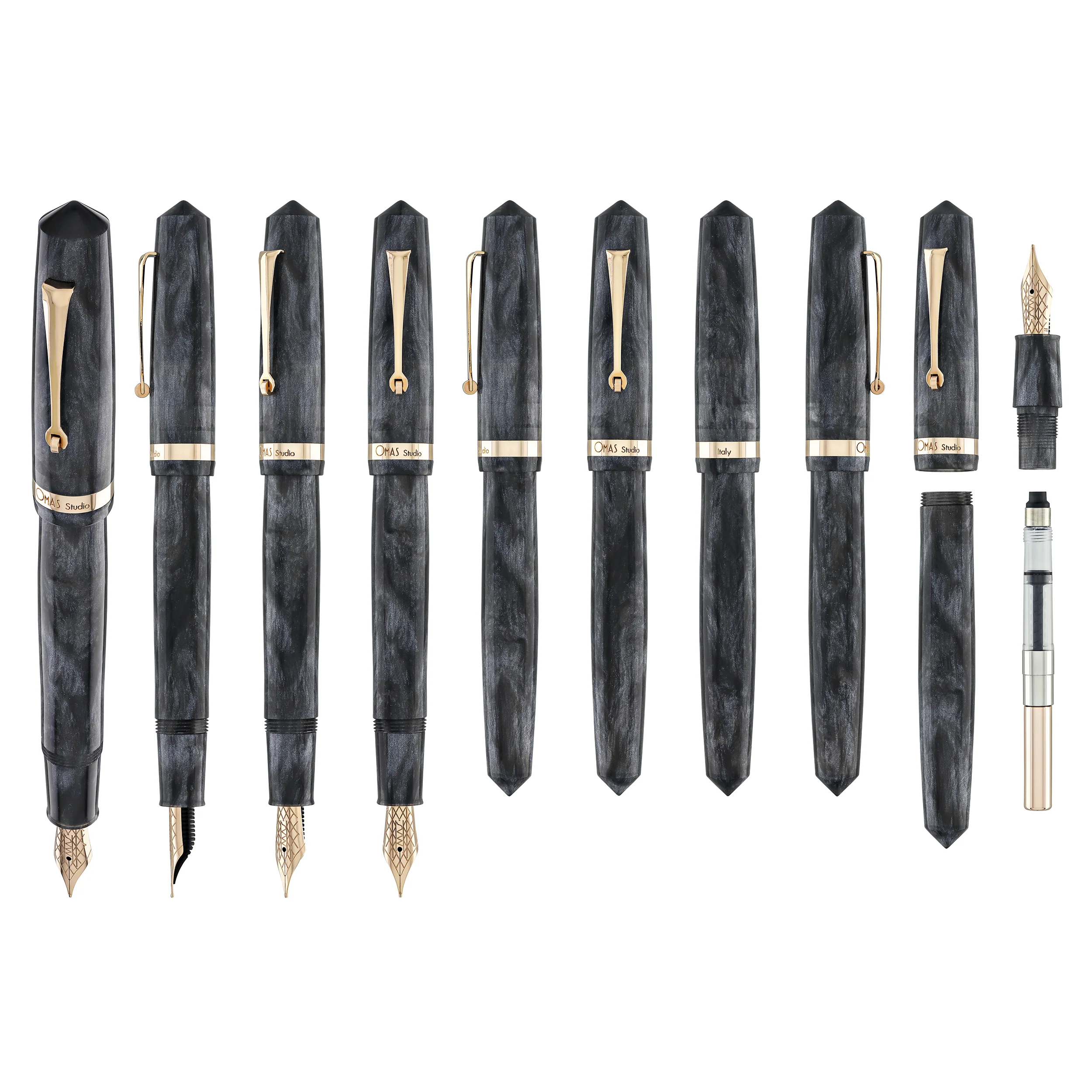 OMAS Studio Fountain Pen in Grigio Luminoso with Rose Gold Trim - Image 9