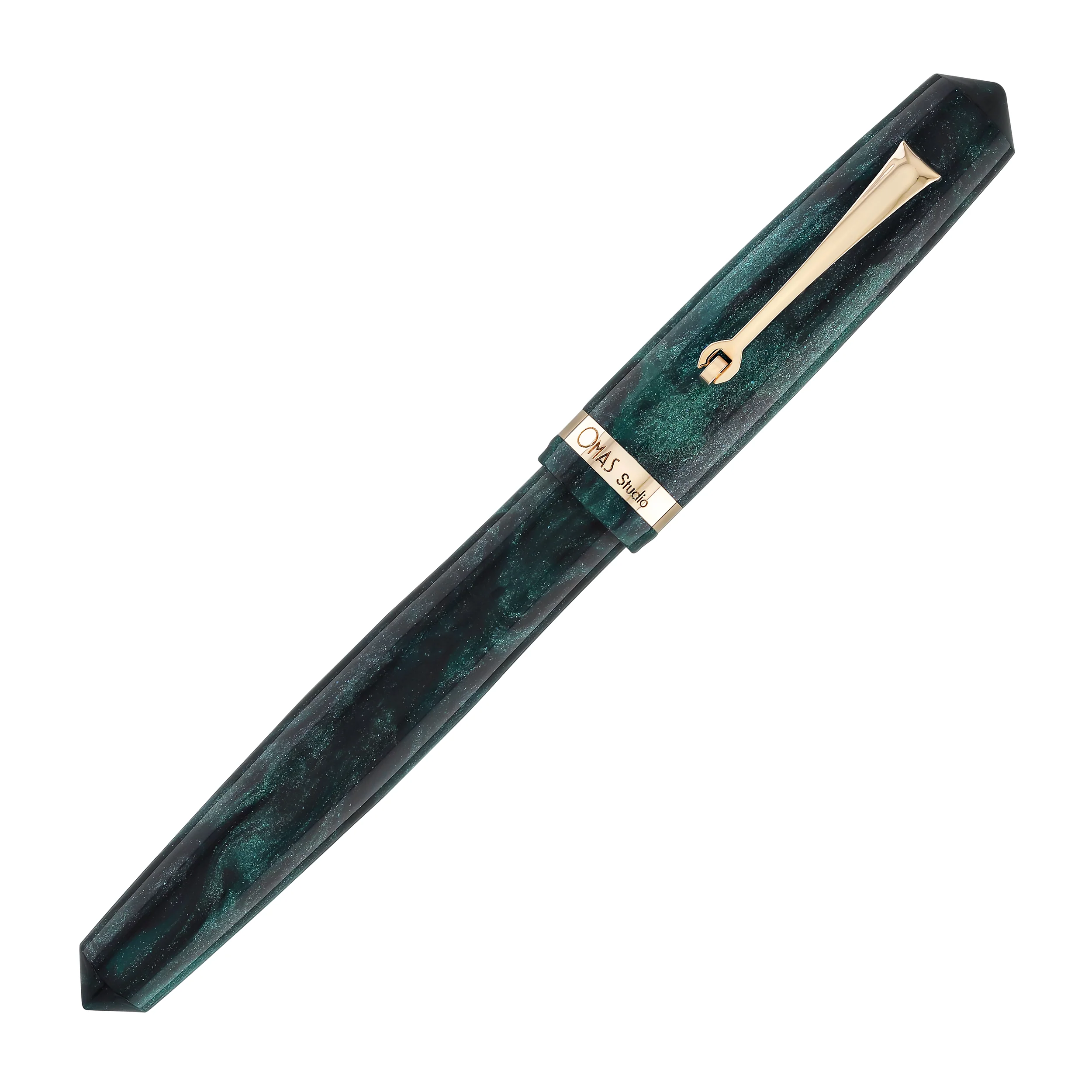 OMAS Studio Fountain Pen in Smeraldo Elegante with Rose Gold Trim - Image 2