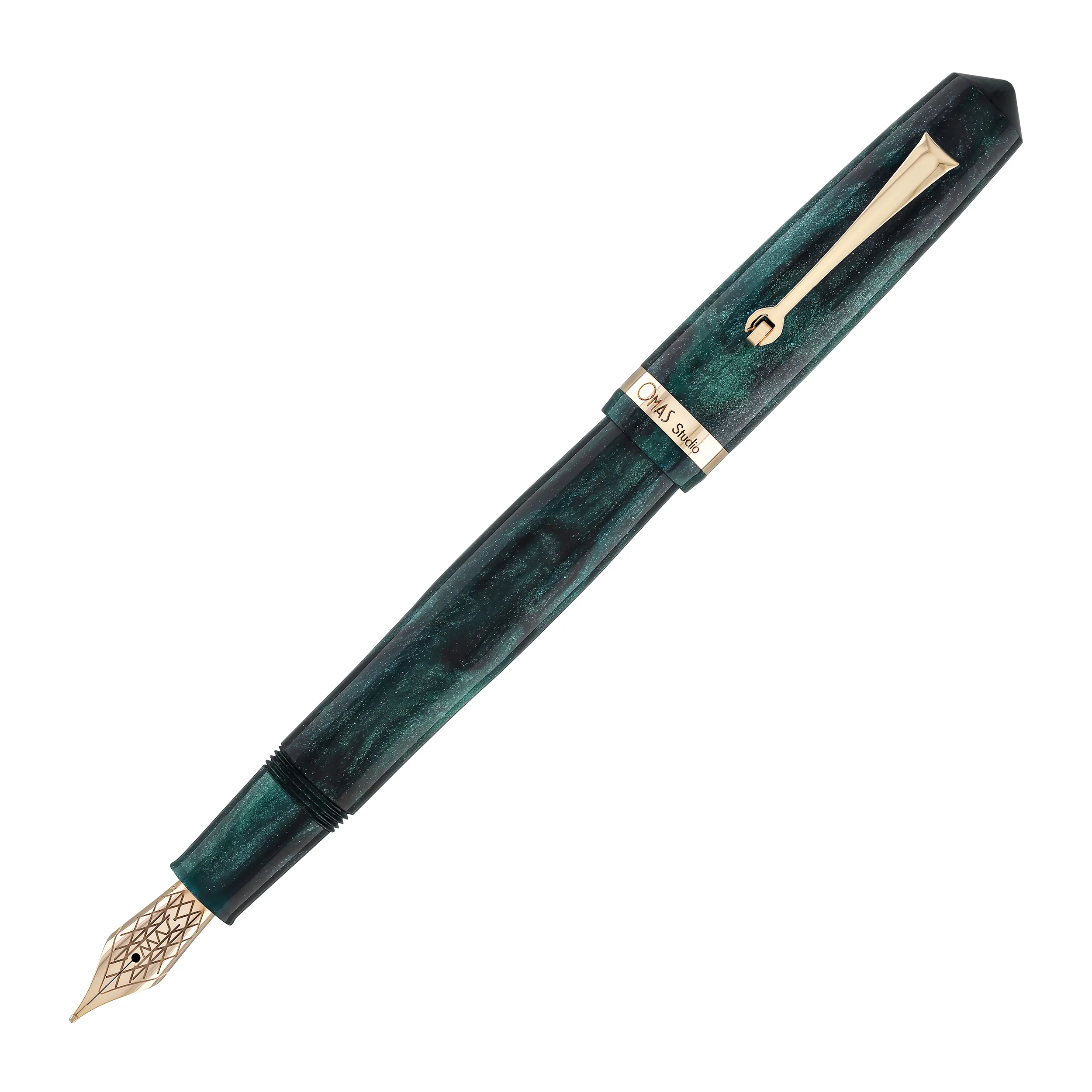 OMAS Studio Fountain Pen in Smeraldo Elegante with Rose Gold Trim - Image 3