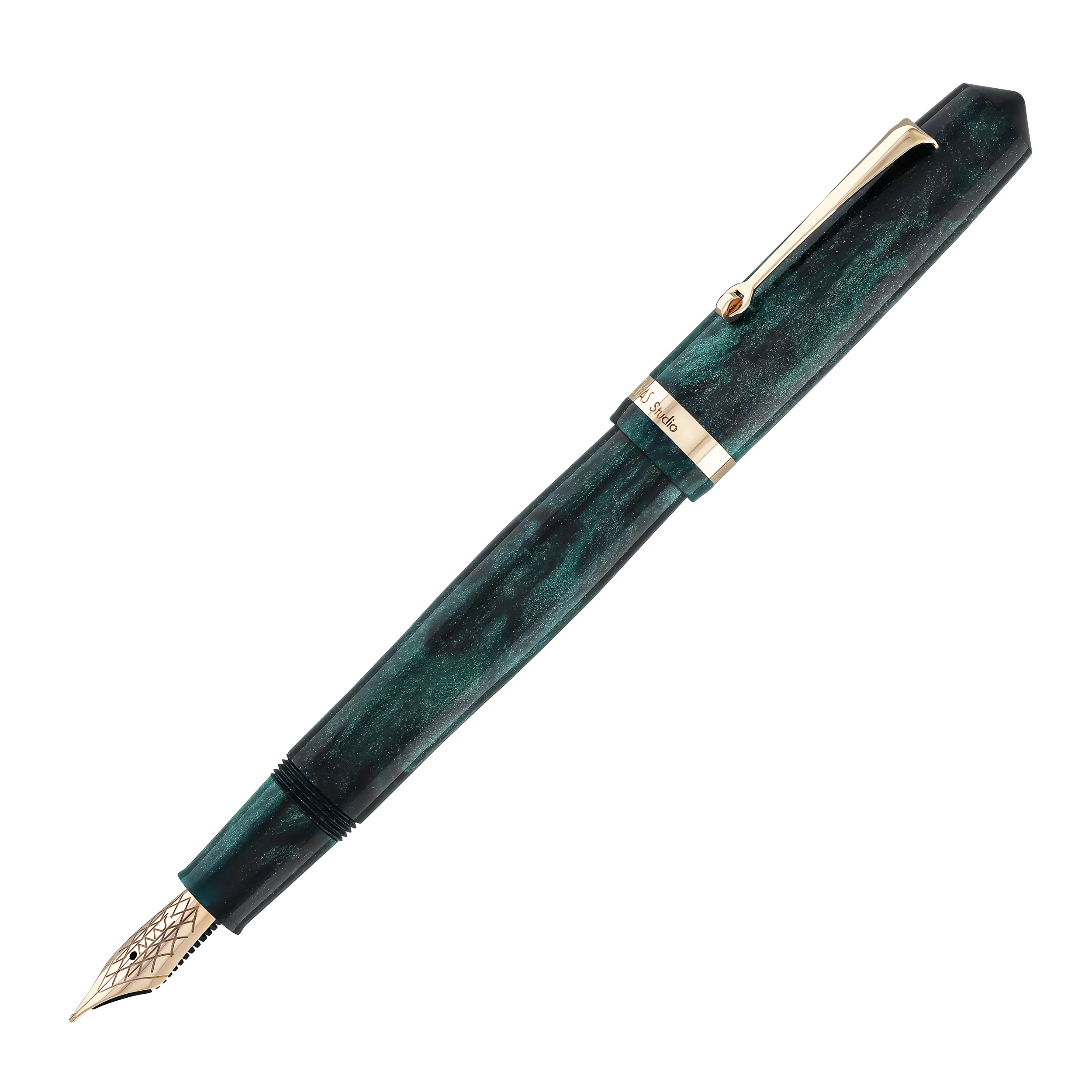 OMAS Studio Fountain Pen in Smeraldo Elegante with Rose Gold Trim - Image 4