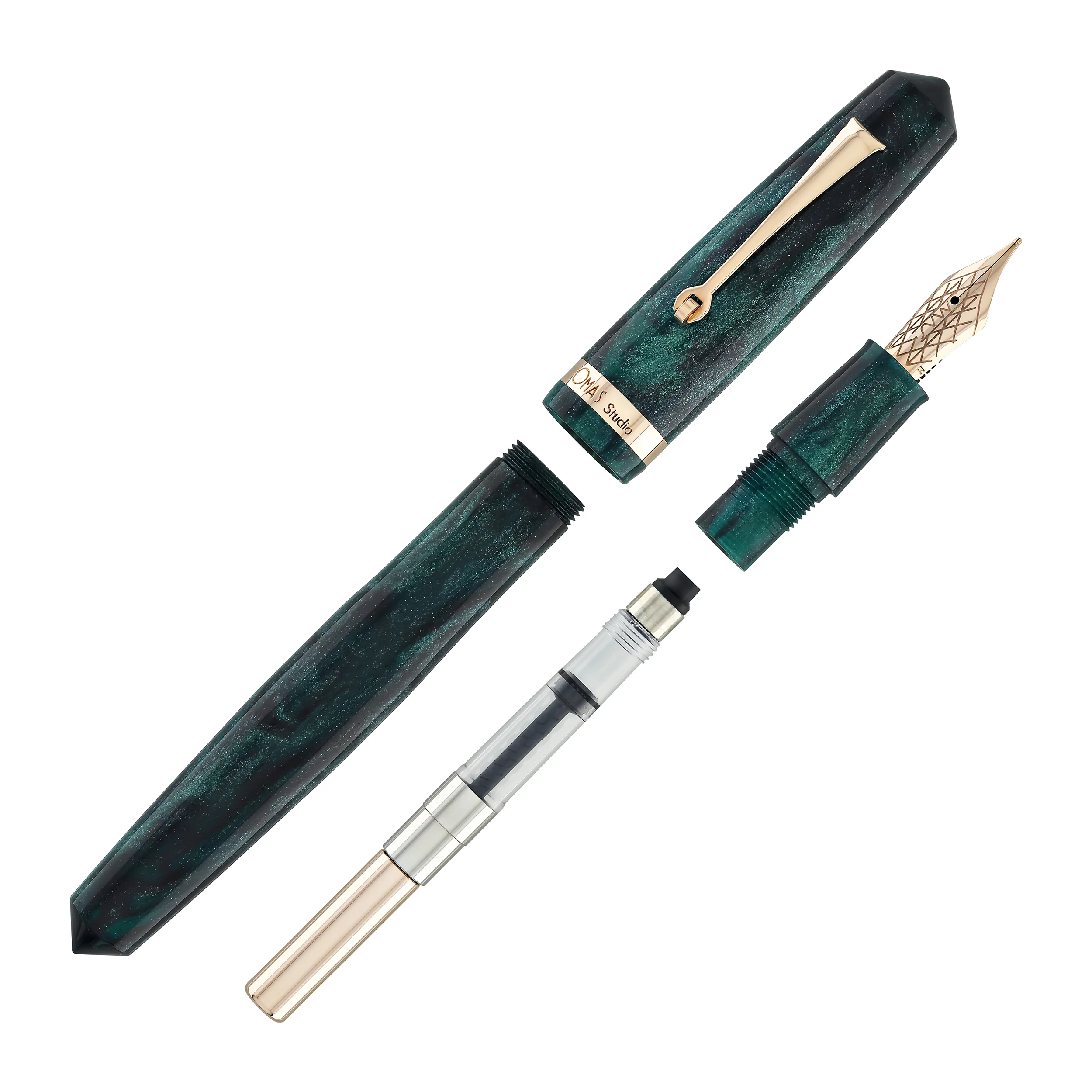OMAS Studio Fountain Pen in Smeraldo Elegante with Rose Gold Trim - Image 8