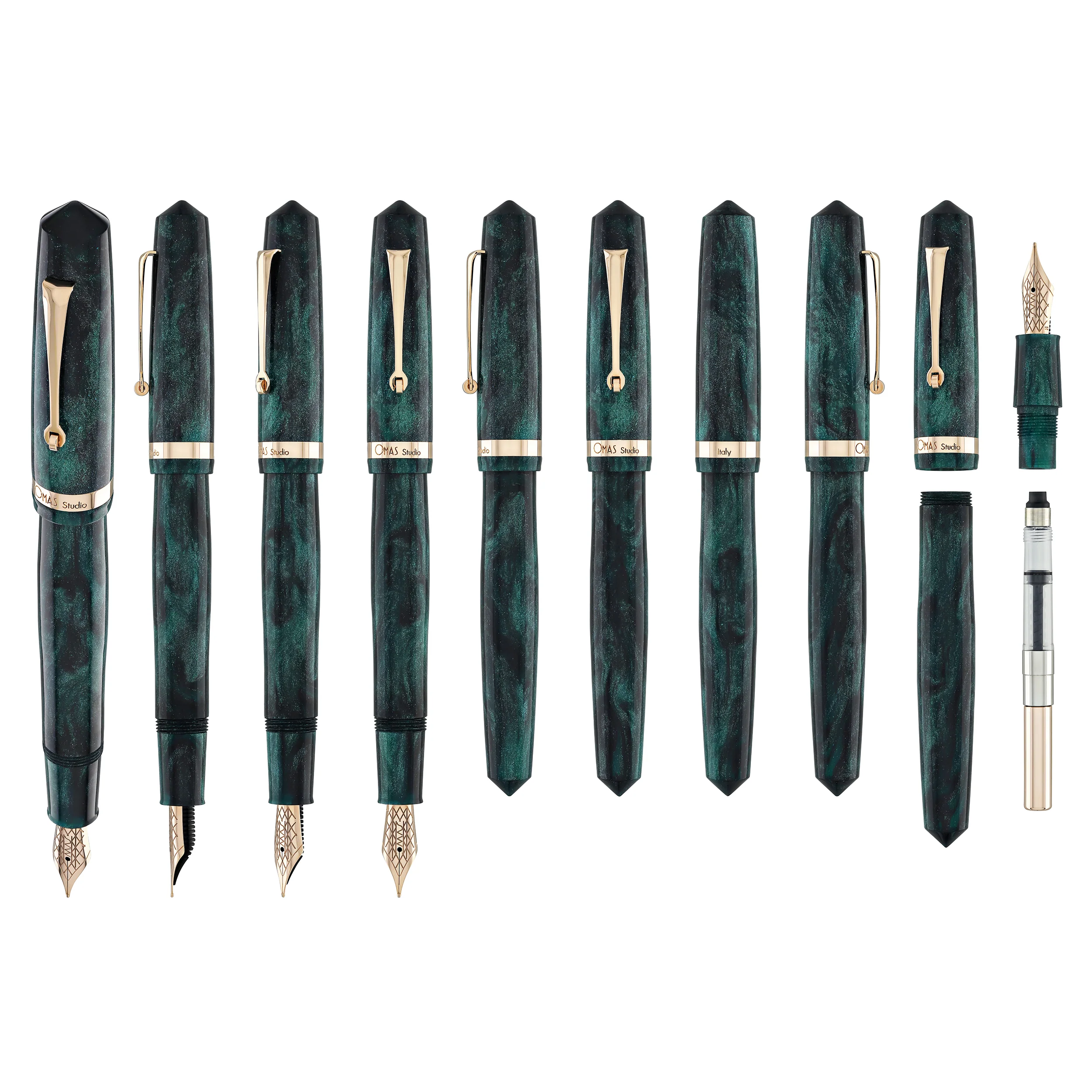 OMAS Studio Fountain Pen in Smeraldo Elegante with Rose Gold Trim - Image 9