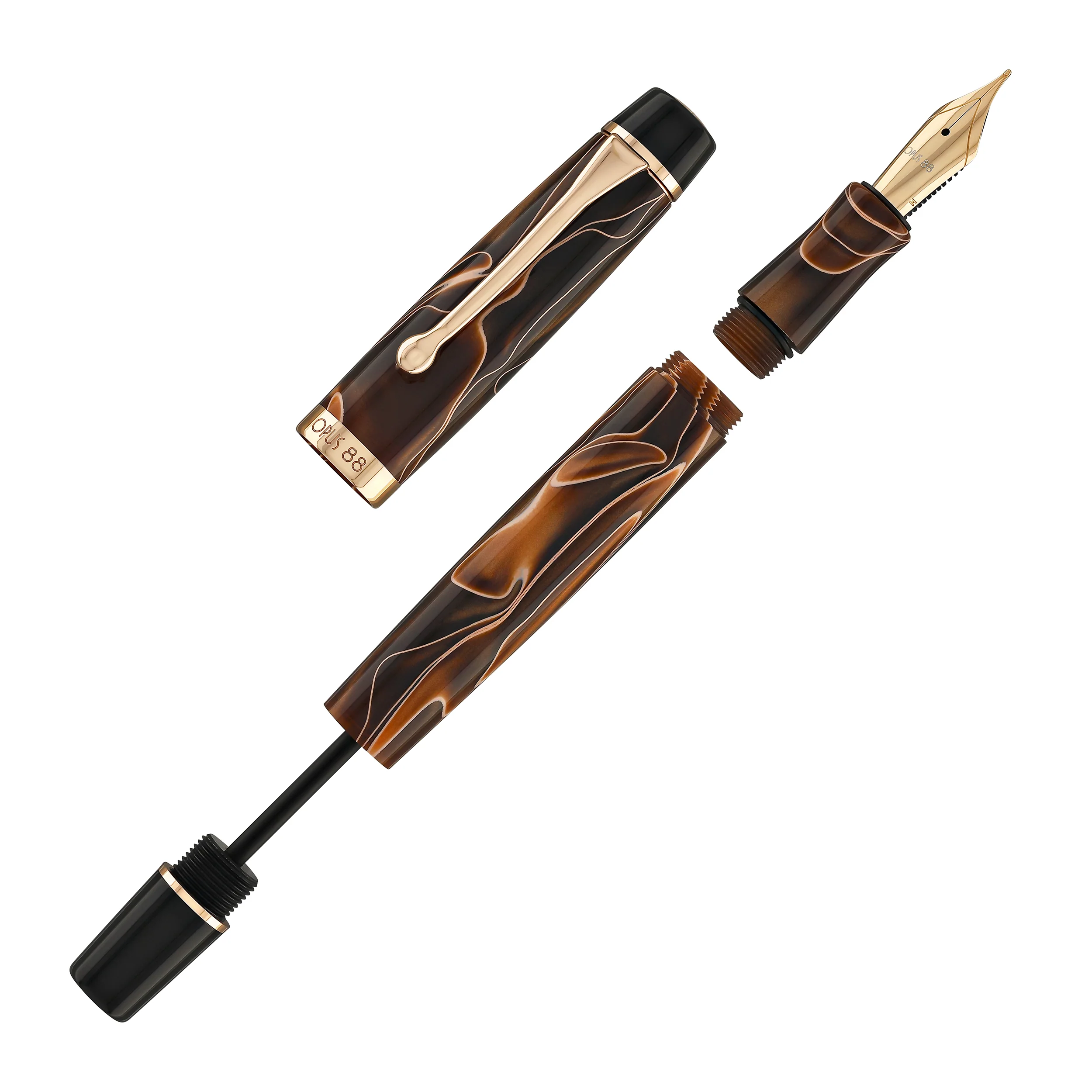 Opus 88 Harmony Fountain Pen in Brown with Rose Gold - Image 6