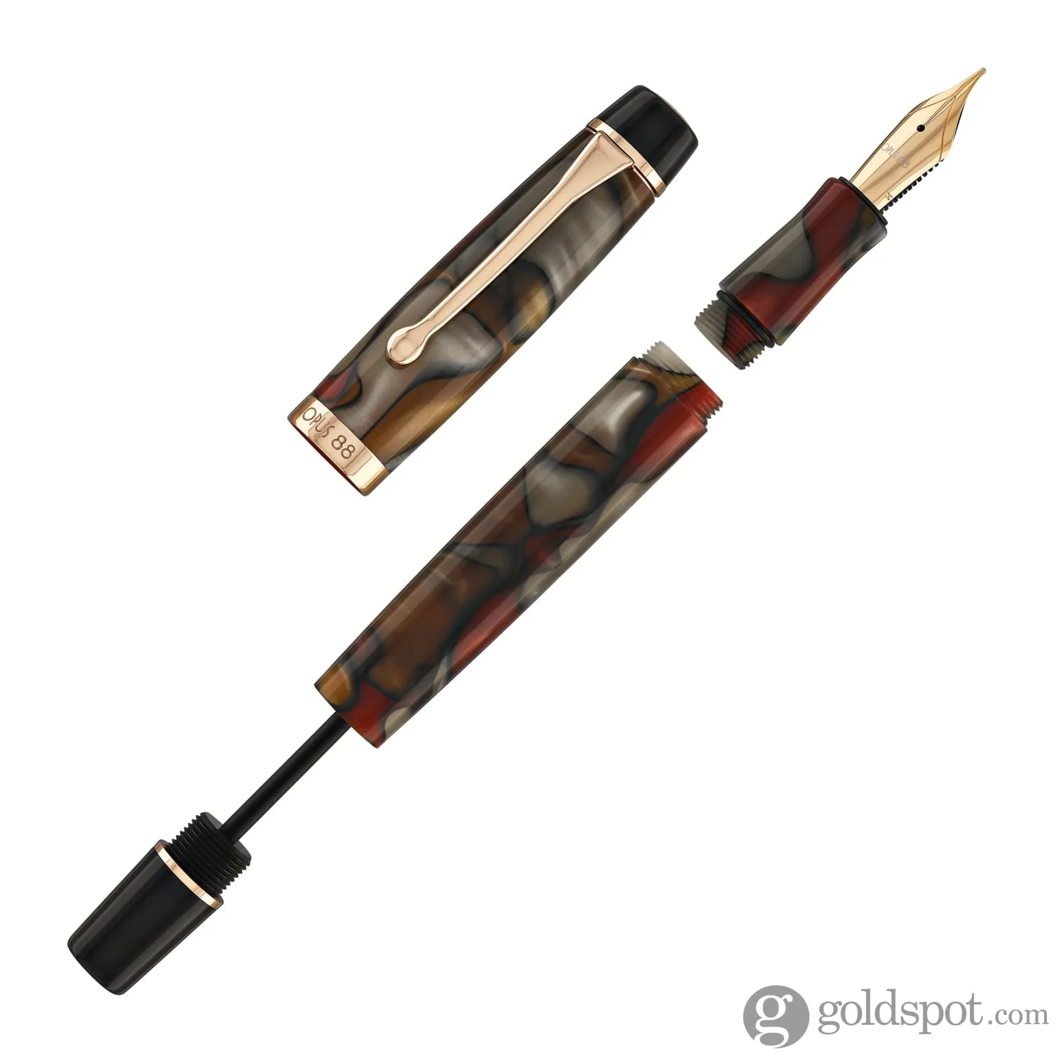 Opus 88 Harmony Fountain Pen in Red Grey Marble with Rose Gold - Image 8