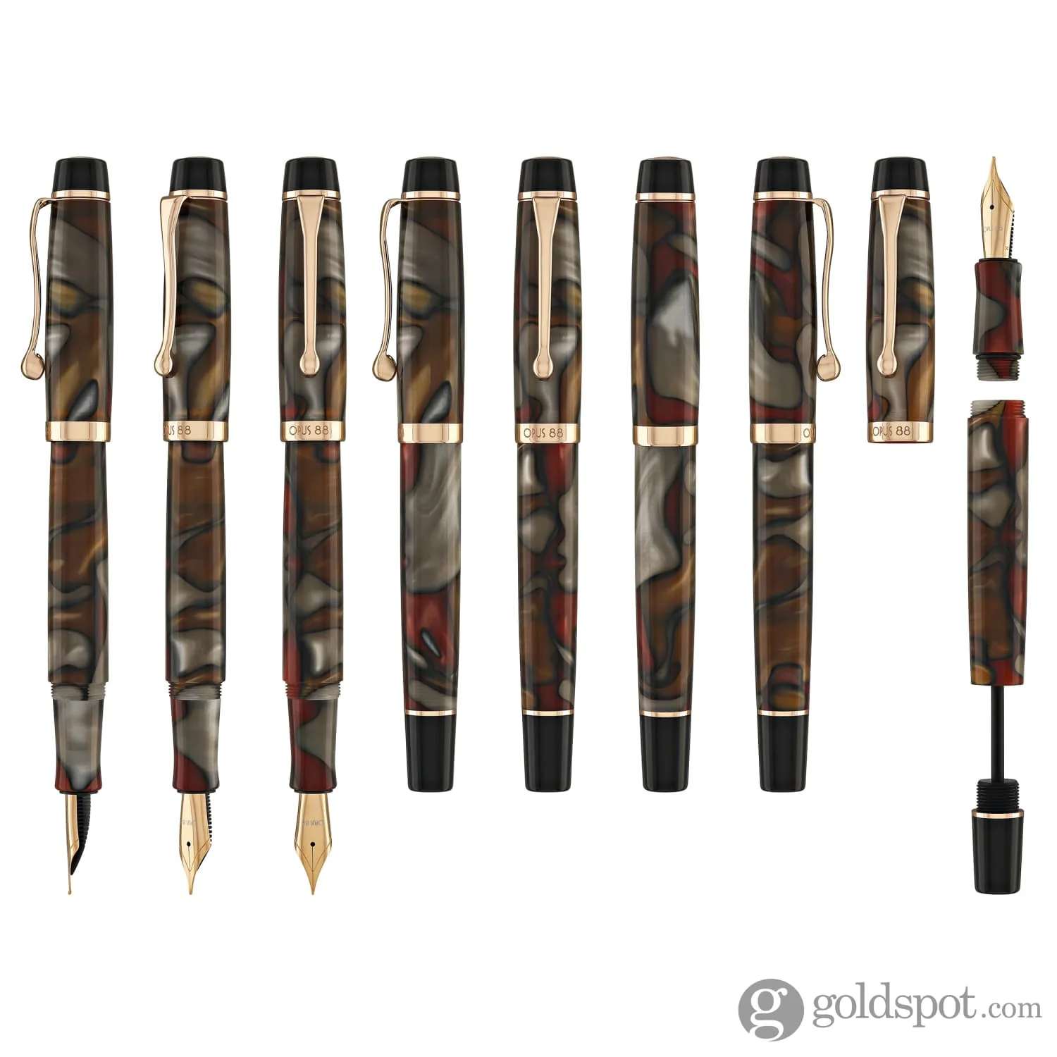 Opus 88 Harmony Fountain Pen in Red Grey Marble with Rose Gold - Image 9