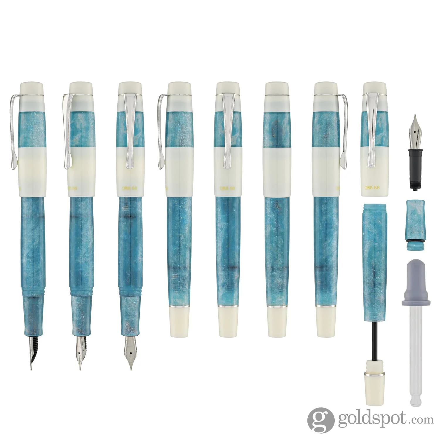 Opus 88 Koloro Fountain Pen in White and Blue - Image 8