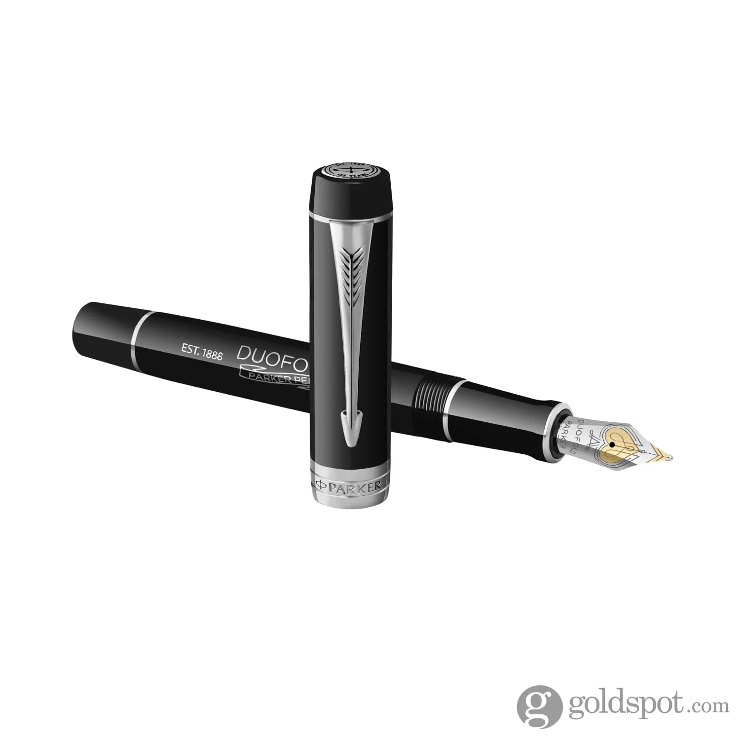 Parker Duofold 135th Anniversary Centennial Fountain Pen in Black with Chrome Trim - 18K Gold - Image 3