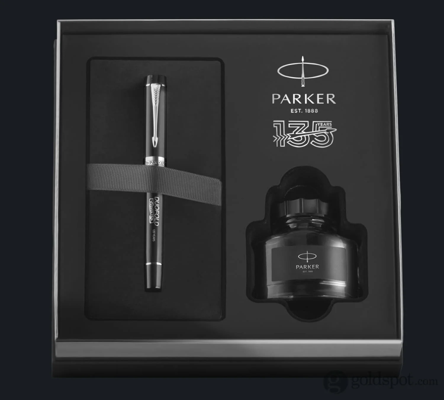 Parker Duofold 135th Anniversary Centennial Fountain Pen in Black with Chrome Trim - 18K Gold - Image 7