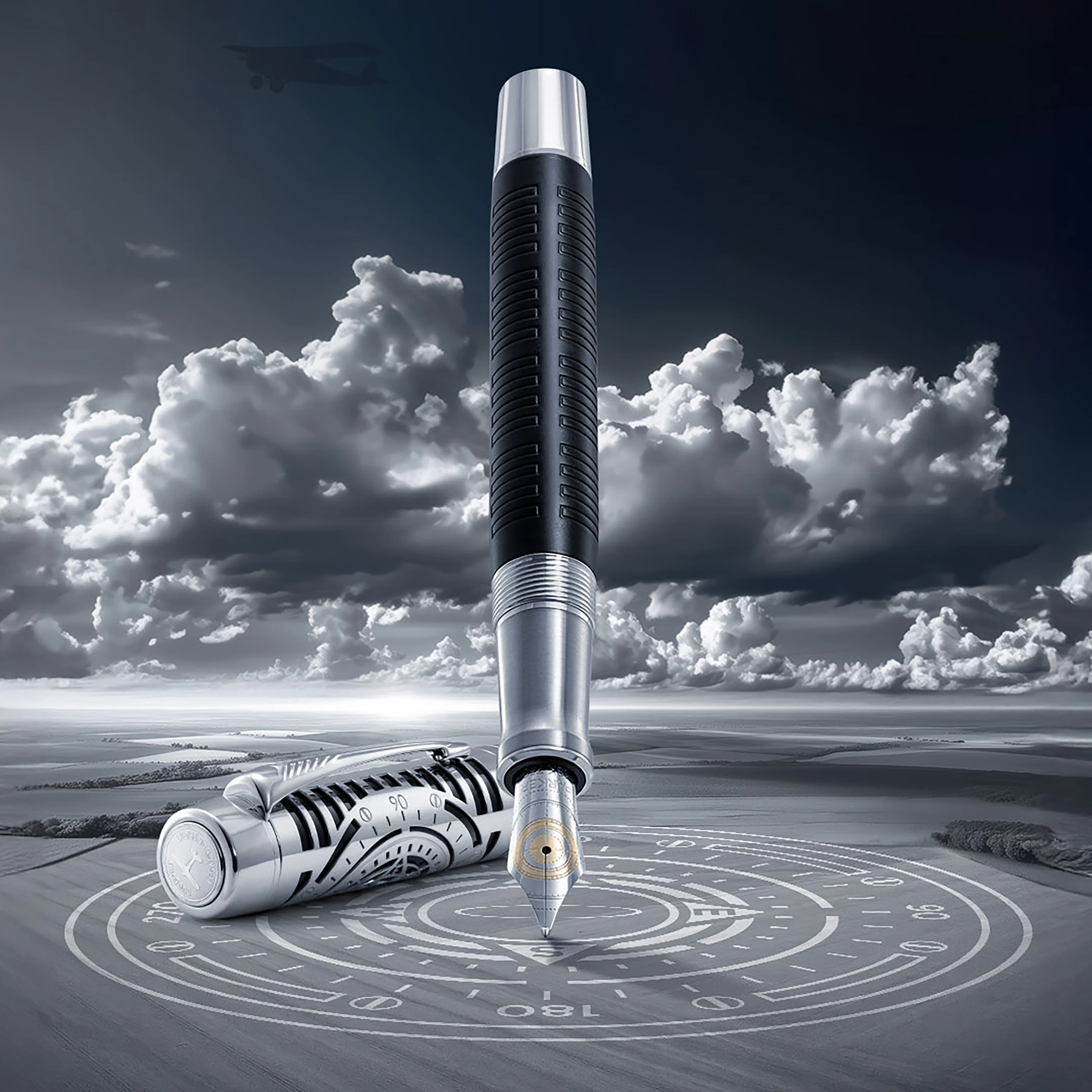 Parker Duofold Legacy of Flight Fountain Pen in Matte Black with Palladium Trim - 18K Gold - Image 10