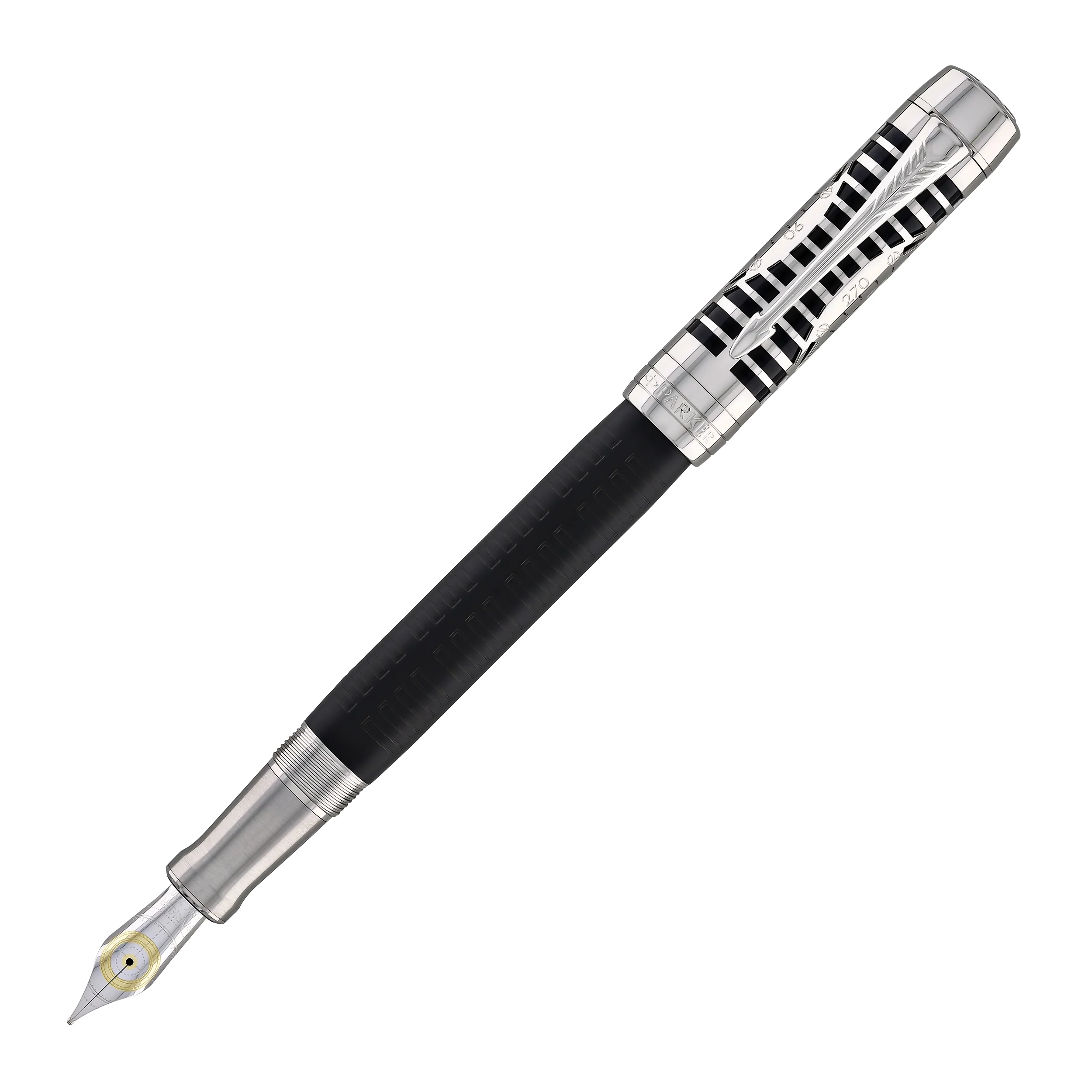 Parker Duofold Legacy of Flight Fountain Pen in Matte Black with Palladium Trim - 18K Gold - Image 3
