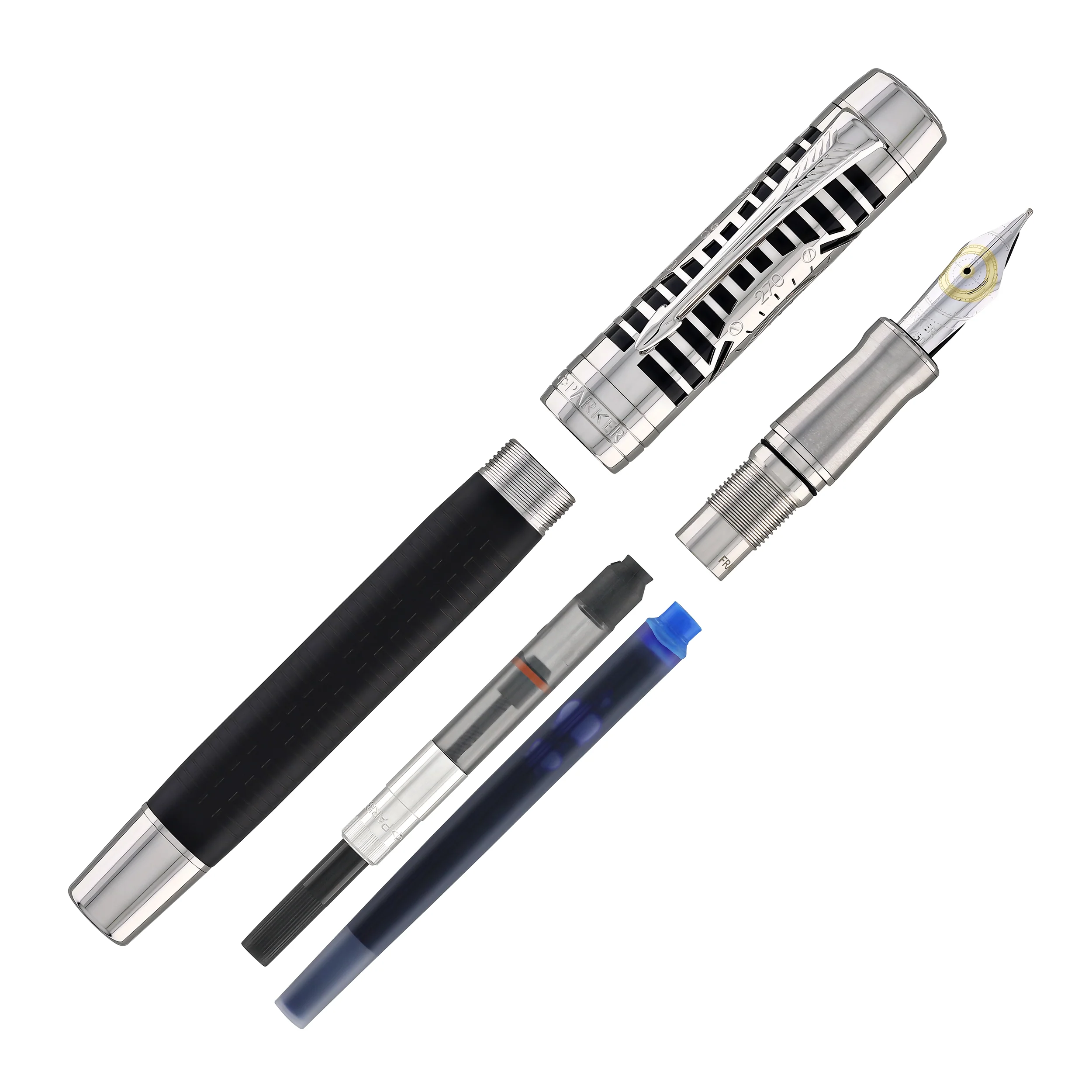 Parker Duofold Legacy of Flight Fountain Pen in Matte Black with Palladium Trim - 18K Gold - Image 8