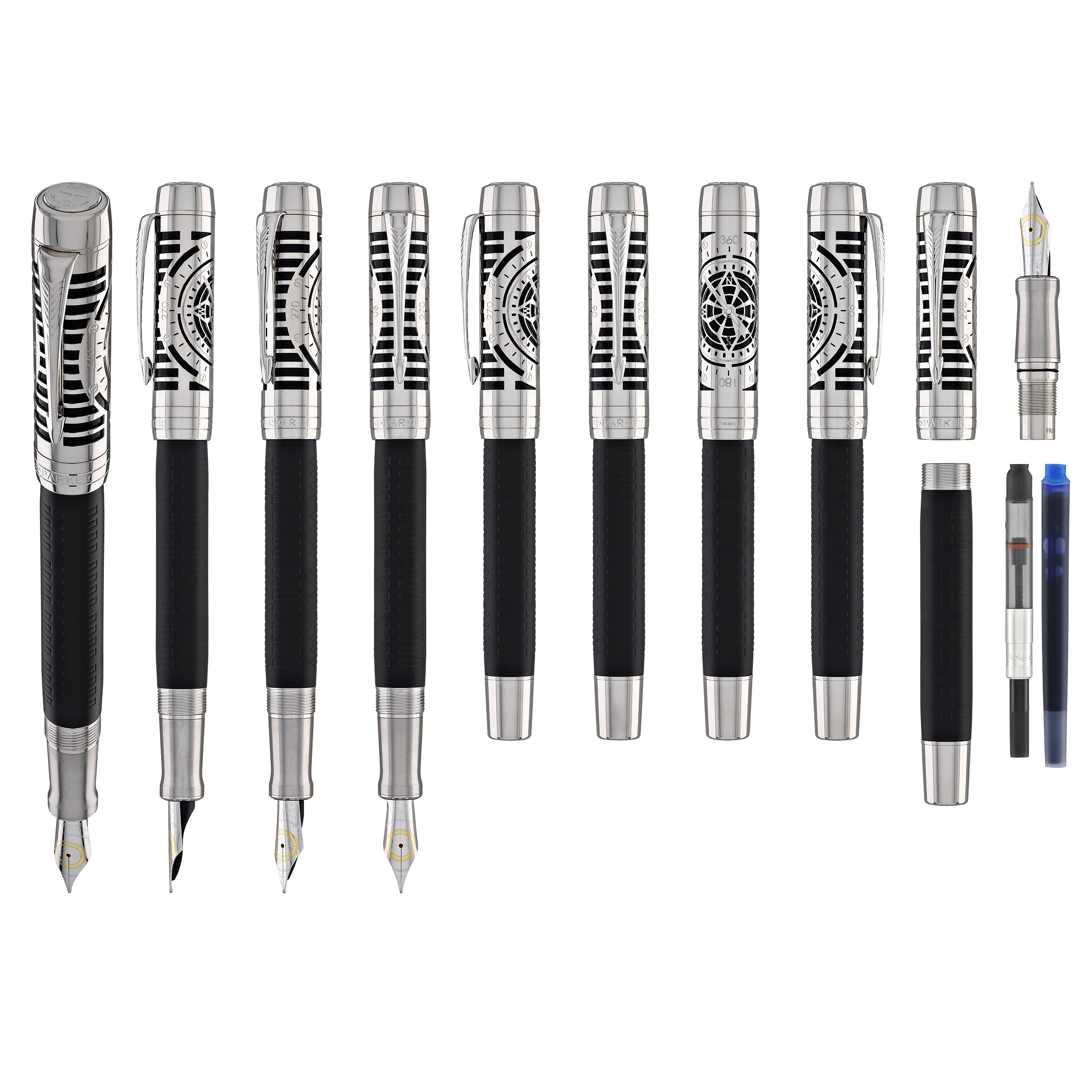 Parker Duofold Legacy of Flight Fountain Pen in Matte Black with Palladium Trim - 18K Gold - Image 9