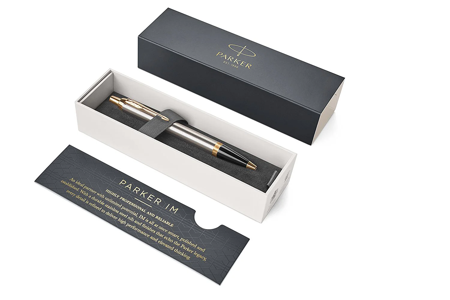 Parker IM Ballpoint Pen in Brushed Metal Gold Trim - Image 11