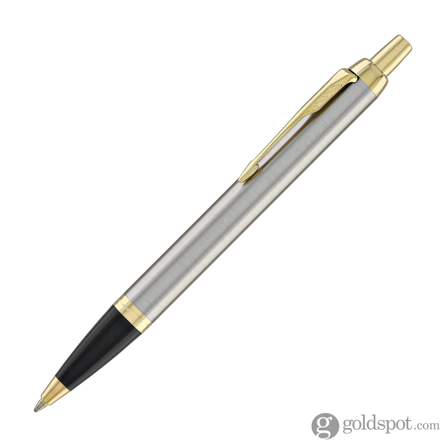 Parker IM Ballpoint Pen in Brushed Metal Gold Trim - Image 2